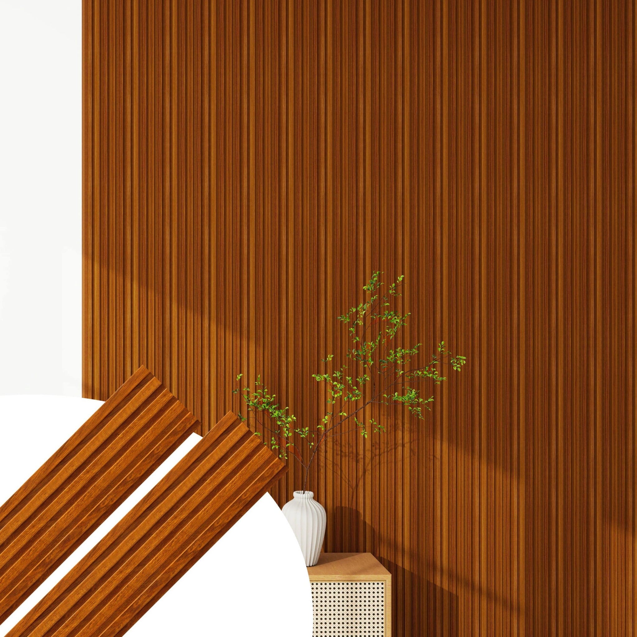 Fluted panels Wood in Mahogany