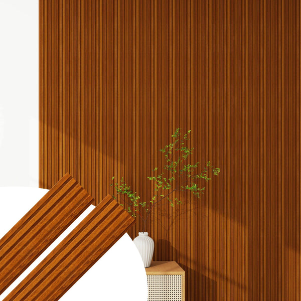 Fluted panels Wood in Mahogany