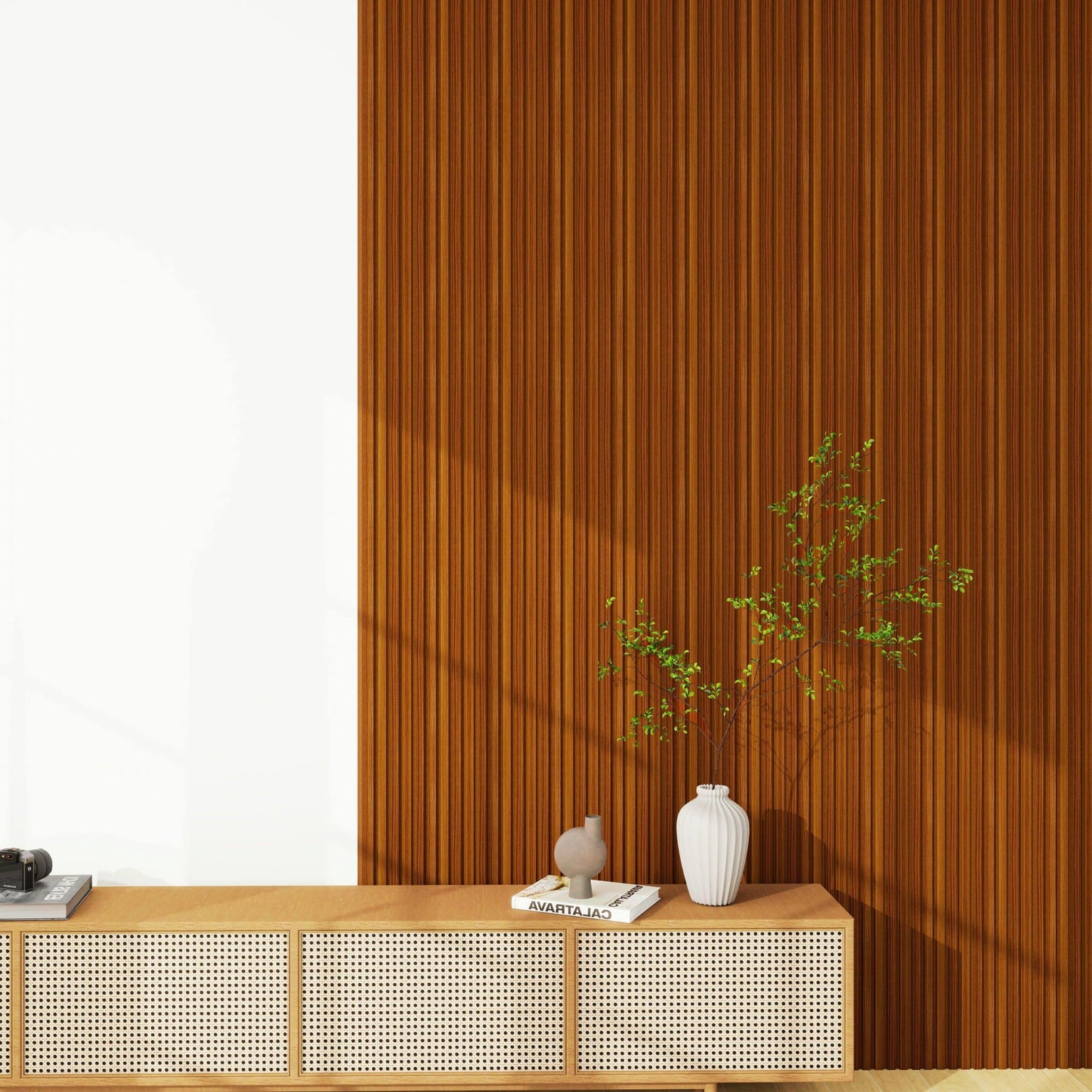 Fluted panels Wood in Mahogany