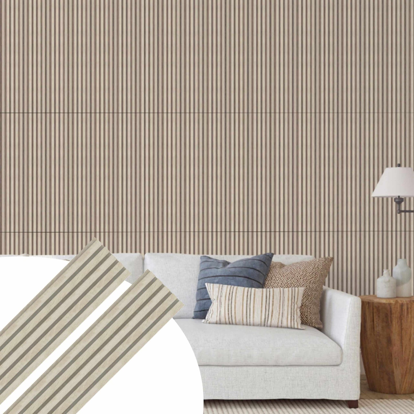 Fluted panels Wood in Off White|Tan