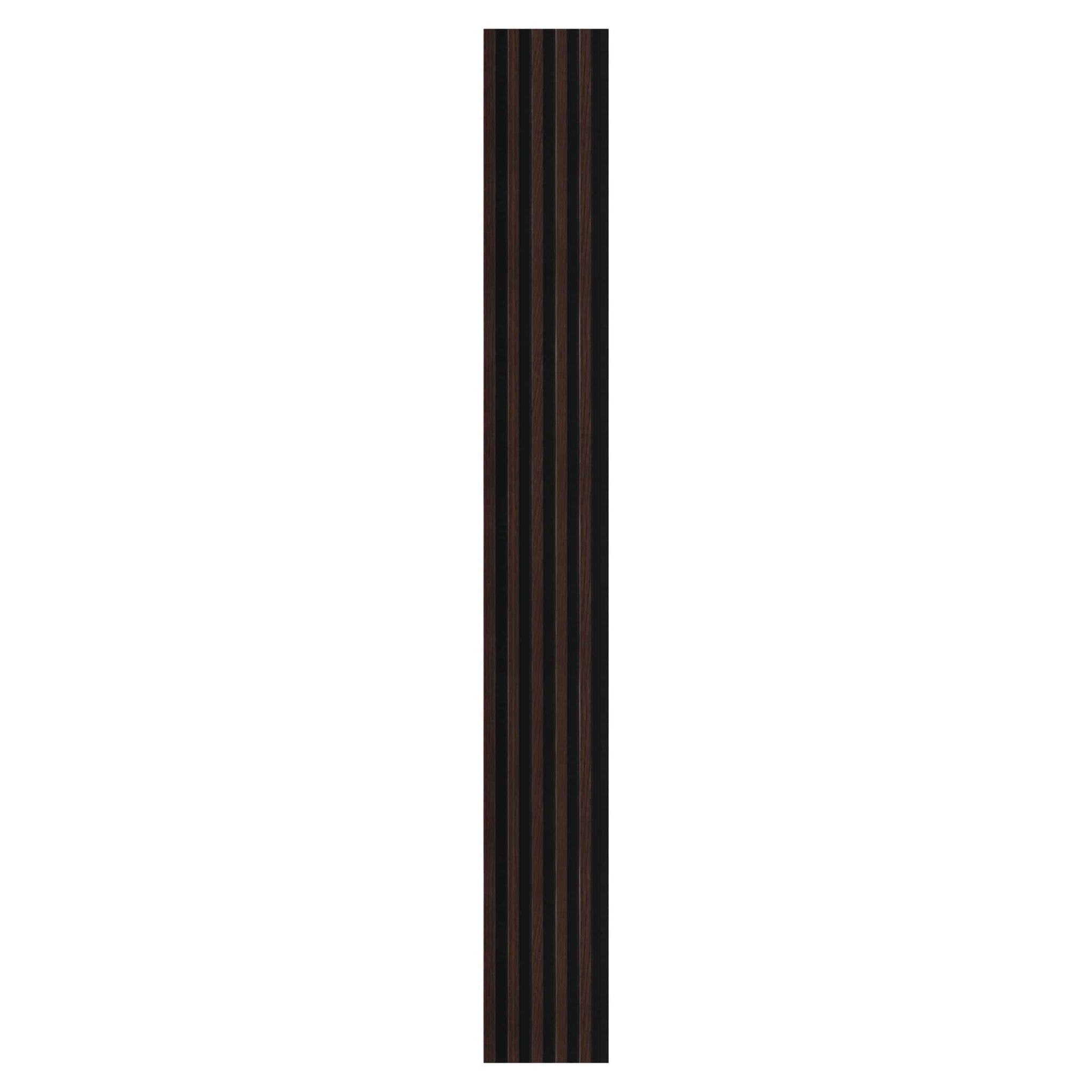 Fluted 3D Wall Panels - Modern DIY Decorative Wooden Wall Panels - Easy to Install - Walnut Brown, Black Base