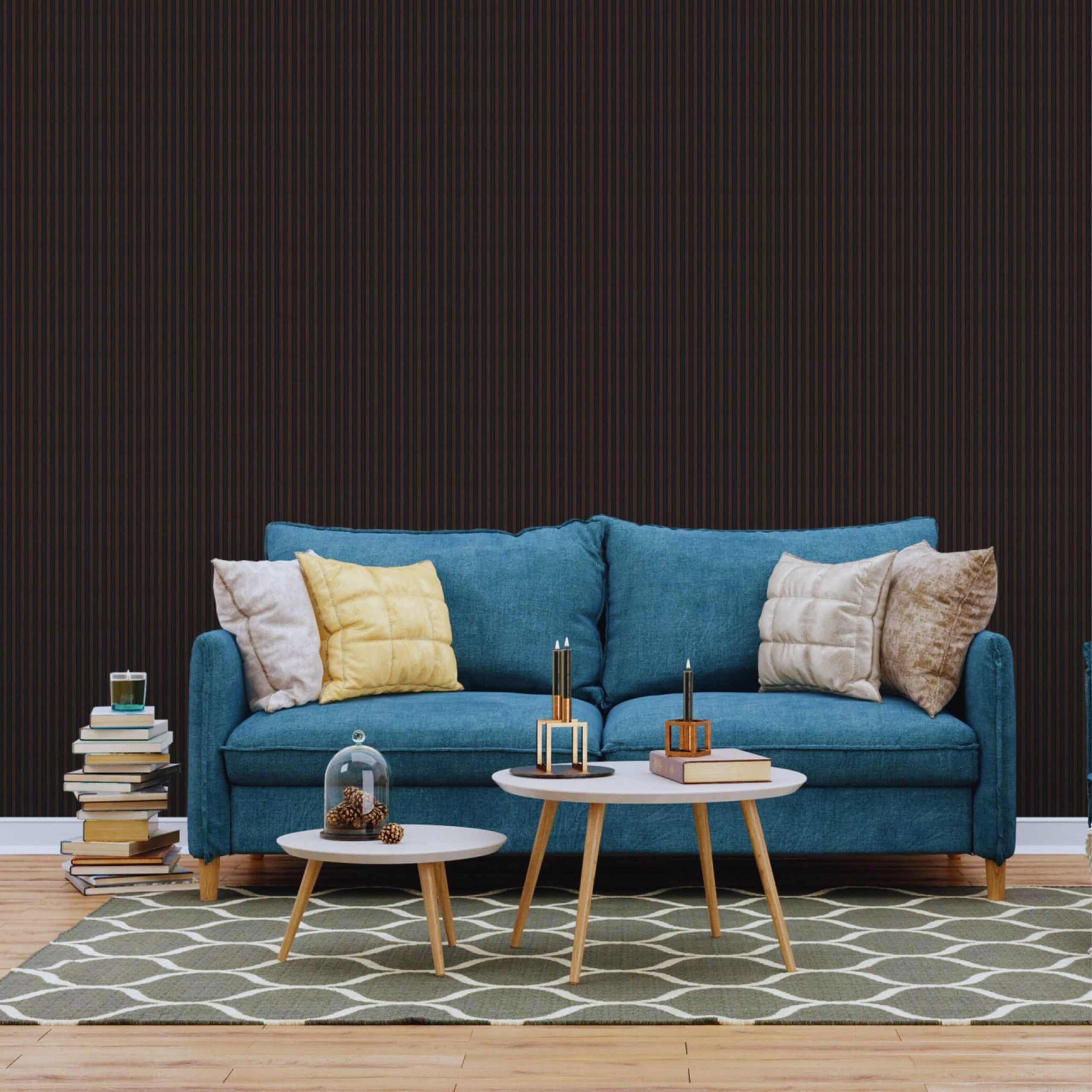 Fluted panels Wood in Brown|Black