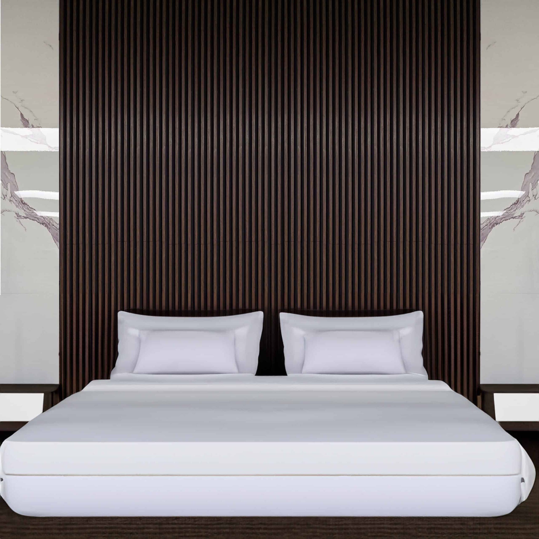 Fluted 3D Wall Panels - Modern DIY Decorative Wooden Wall Panels - Easy to Install - Walnut Brown, Black Base