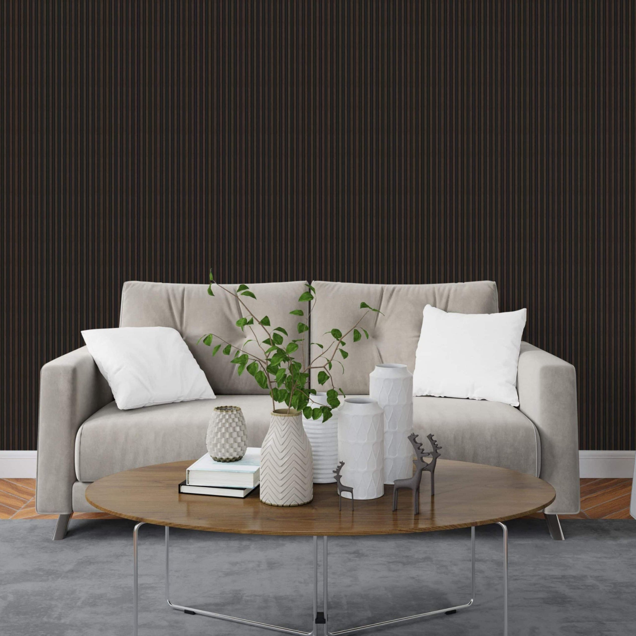 Fluted panels Wood in Brown|Black