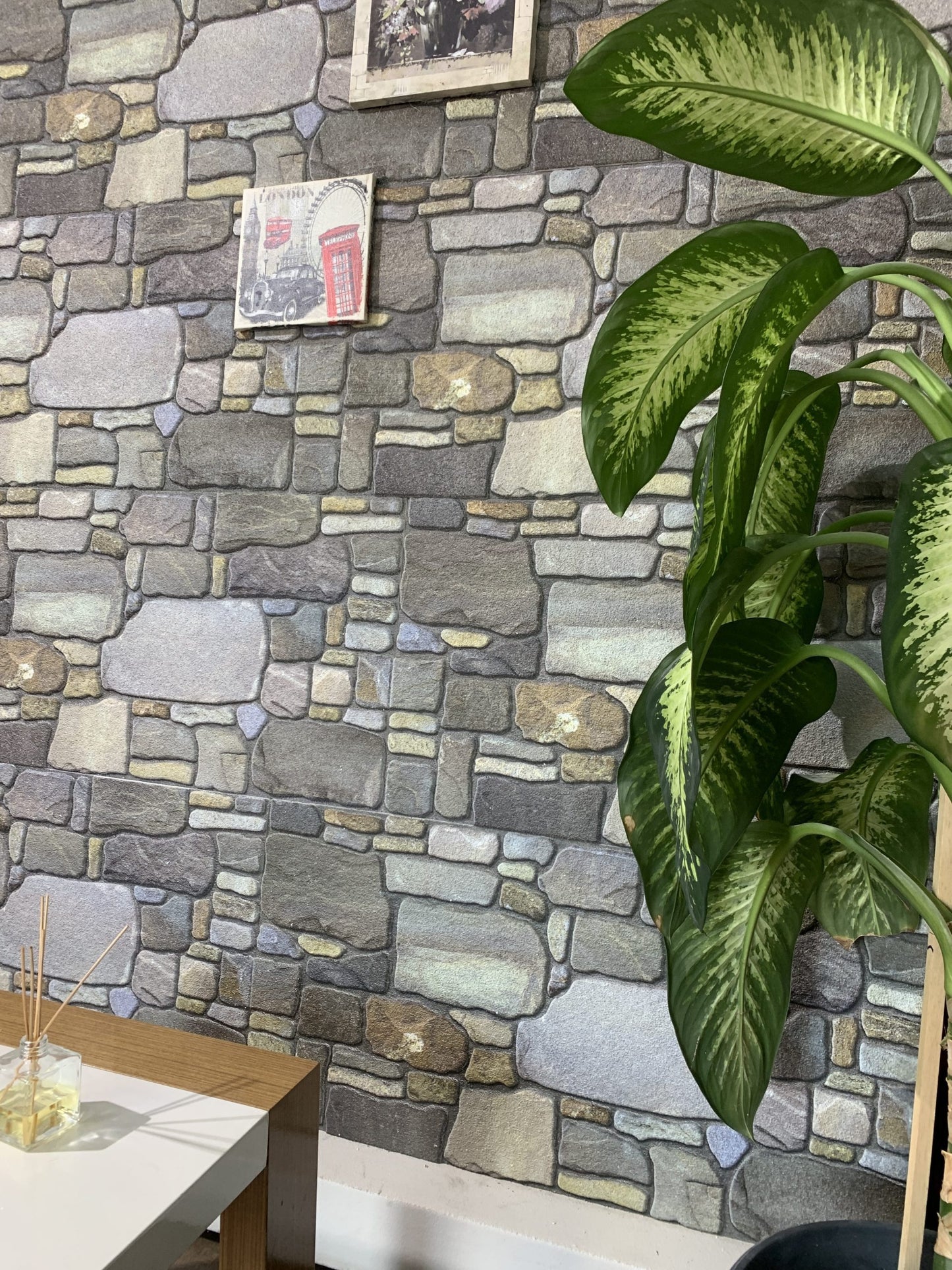 Outlet Grey Pewter Blonde Stone Look Wall Paneling, Styrofoam Facing, Single Panel, Covers 5.4 sq ft