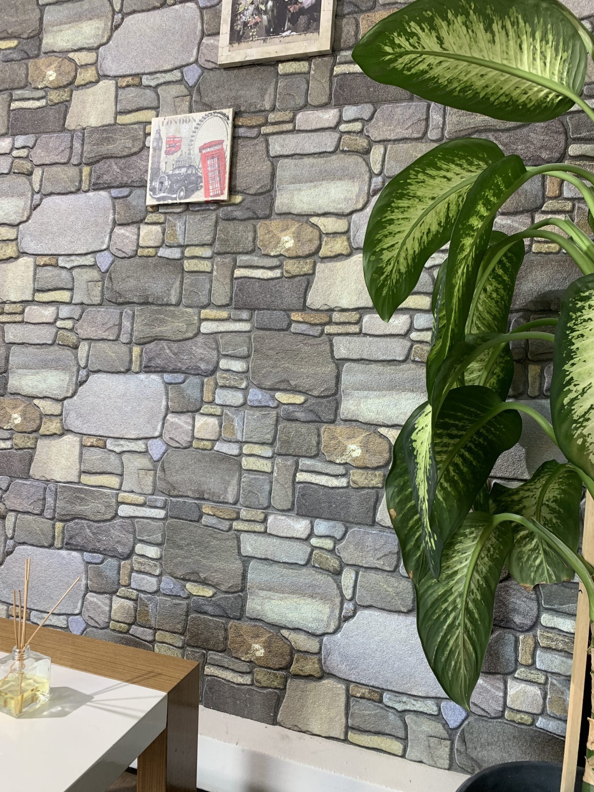 Outlet Grey Pewter Blonde Stone Look Wall Paneling, Styrofoam Facing, Single Panel, Covers 5.4 sq ft