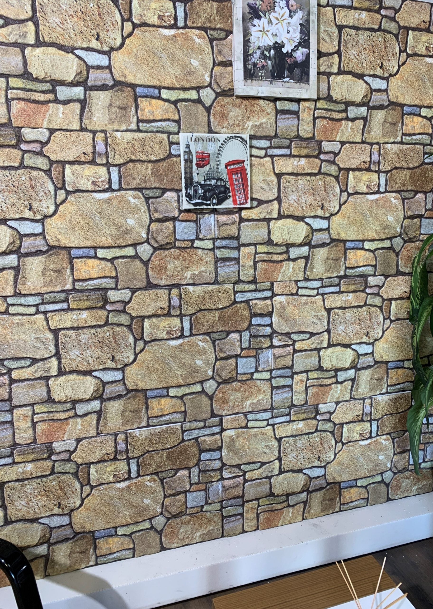 Outlet Gold Mauve Stone Look Wall Paneling, Styrofoam Facing, Single Panel, Covers 5.4 sq ft