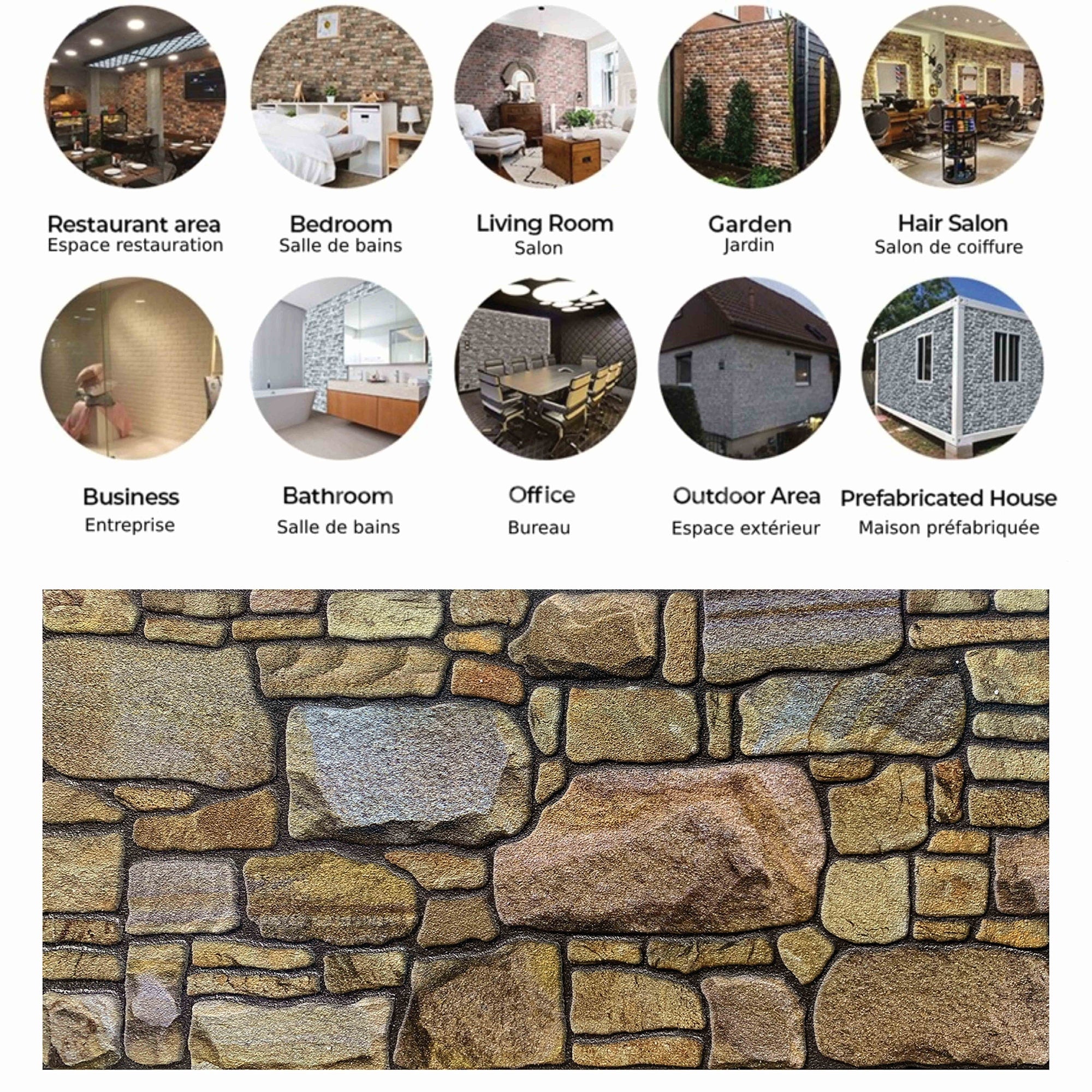 Dundee Deco 3D Wall Panels - Cladding, Beige Bronze Lilac Stone Look Wall Paneling, Styrofoam Facing for Interior and Exterior Applications, DIY, Set of 10, Covers 54 sq ft