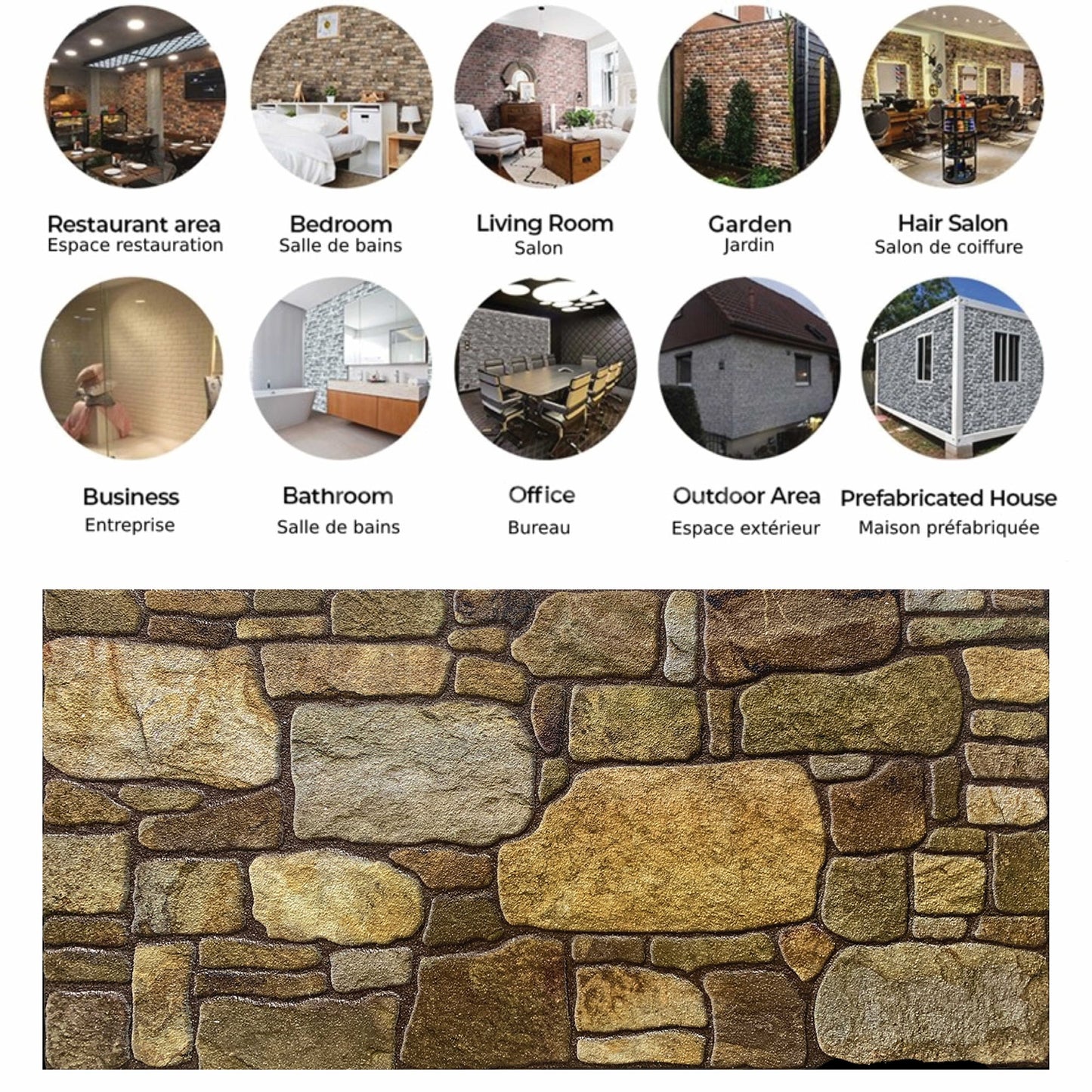 Outlet Gold Brown Stone Look Wall Paneling, Styrofoam Facing, Single Panel, Covers 5.4 sq ft