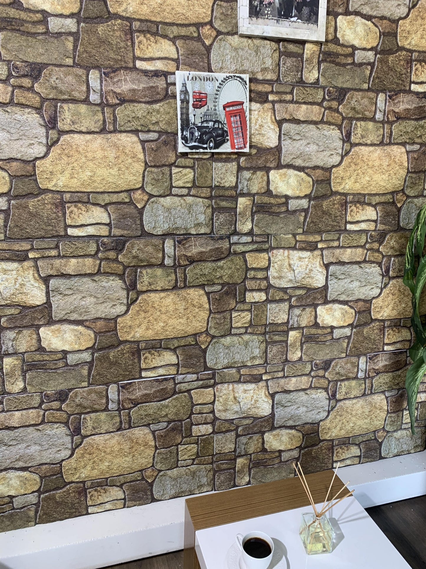 Outlet Gold Brown Stone Look Wall Paneling, Styrofoam Facing, Single Panel, Covers 5.4 sq ft