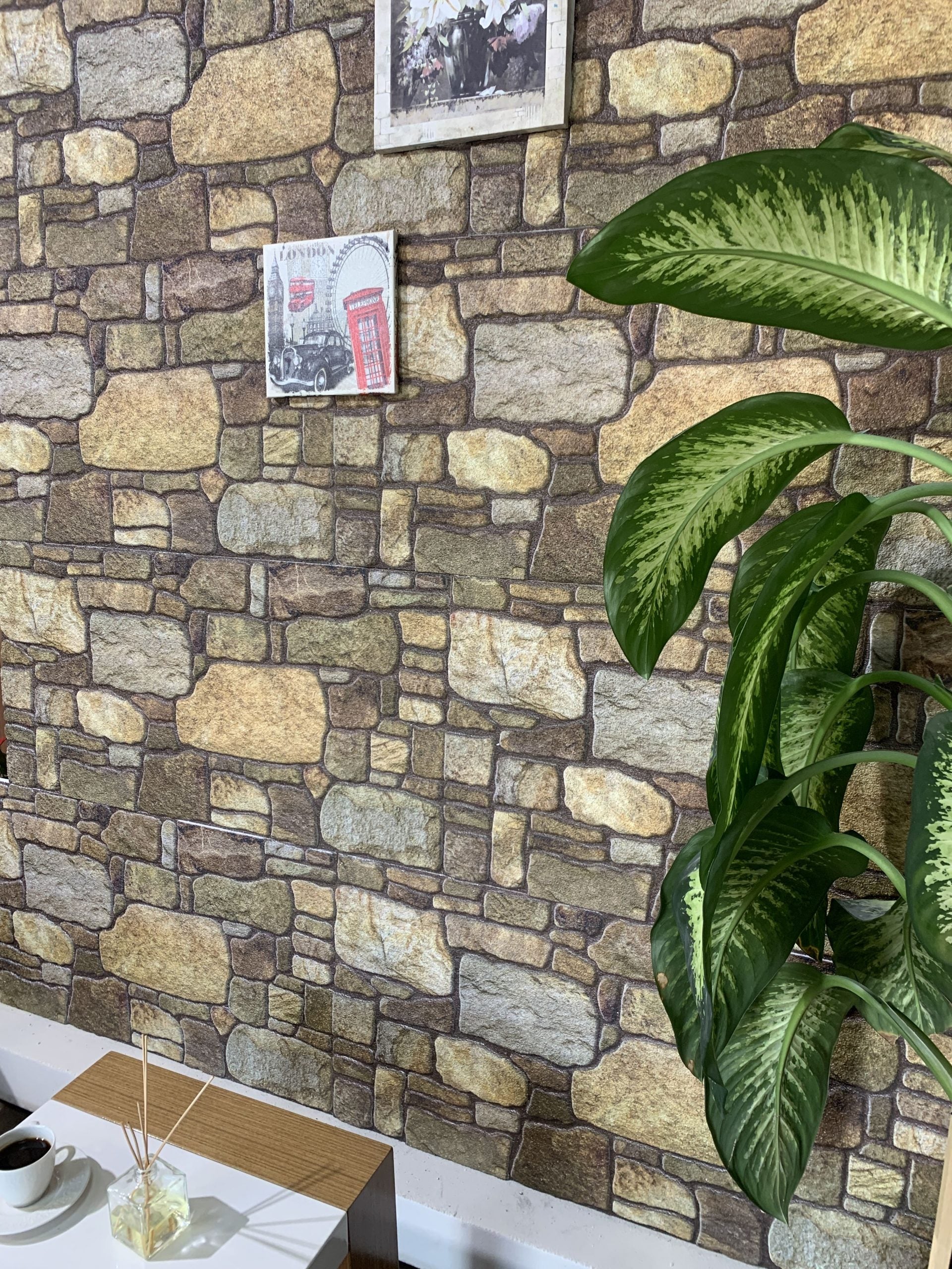 Dundee Deco 3D Wall Panels - Cladding, Gold Brown Stone Look Wall Paneling, Styrofoam Facing for Interior and Exterior Applications, DIY, Set of 10, Covers 54 sq ft