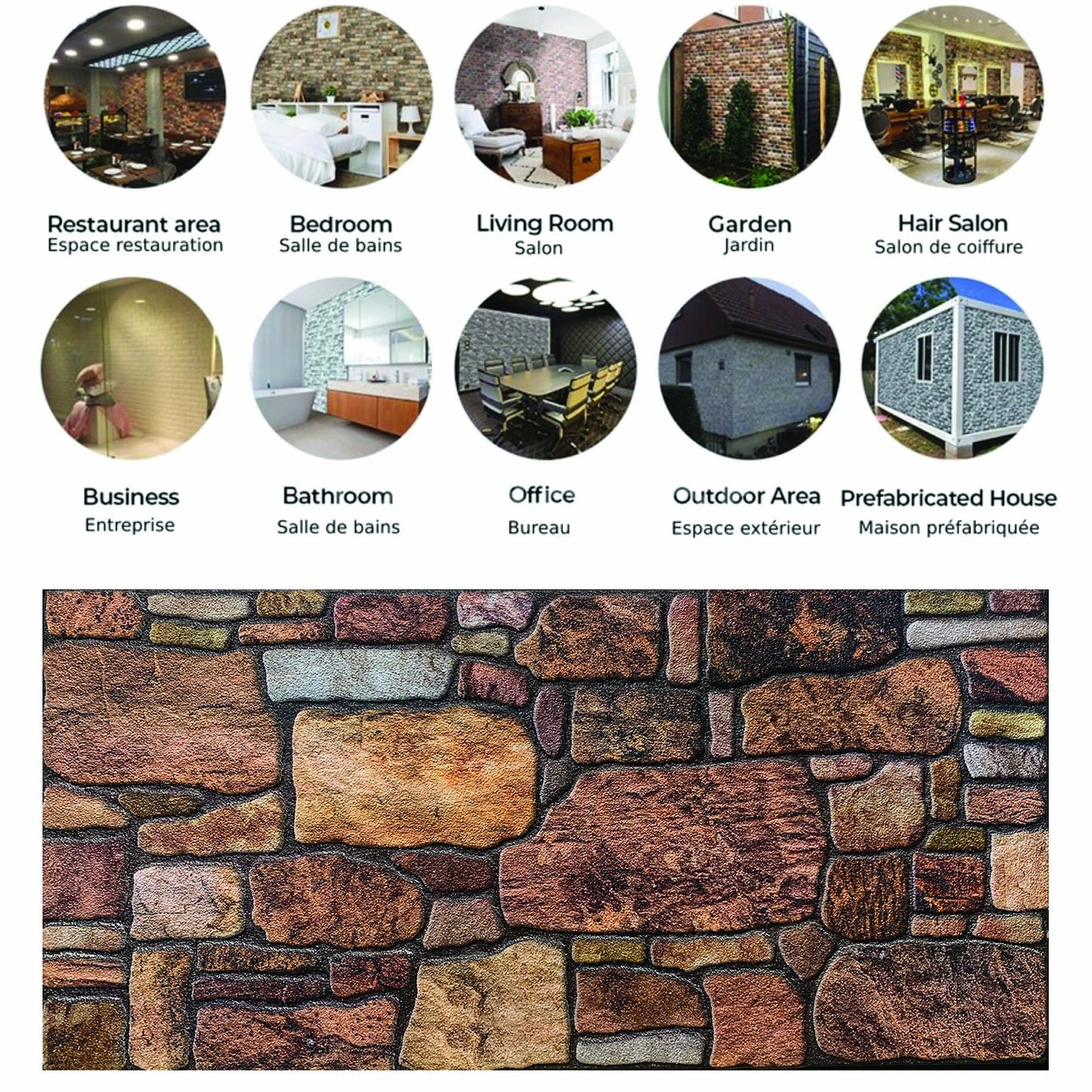 Outlet Copper Brown Sepia Stone Look Wall Paneling, Styrofoam Facing, Single Panel, Covers 5.4 sq ft