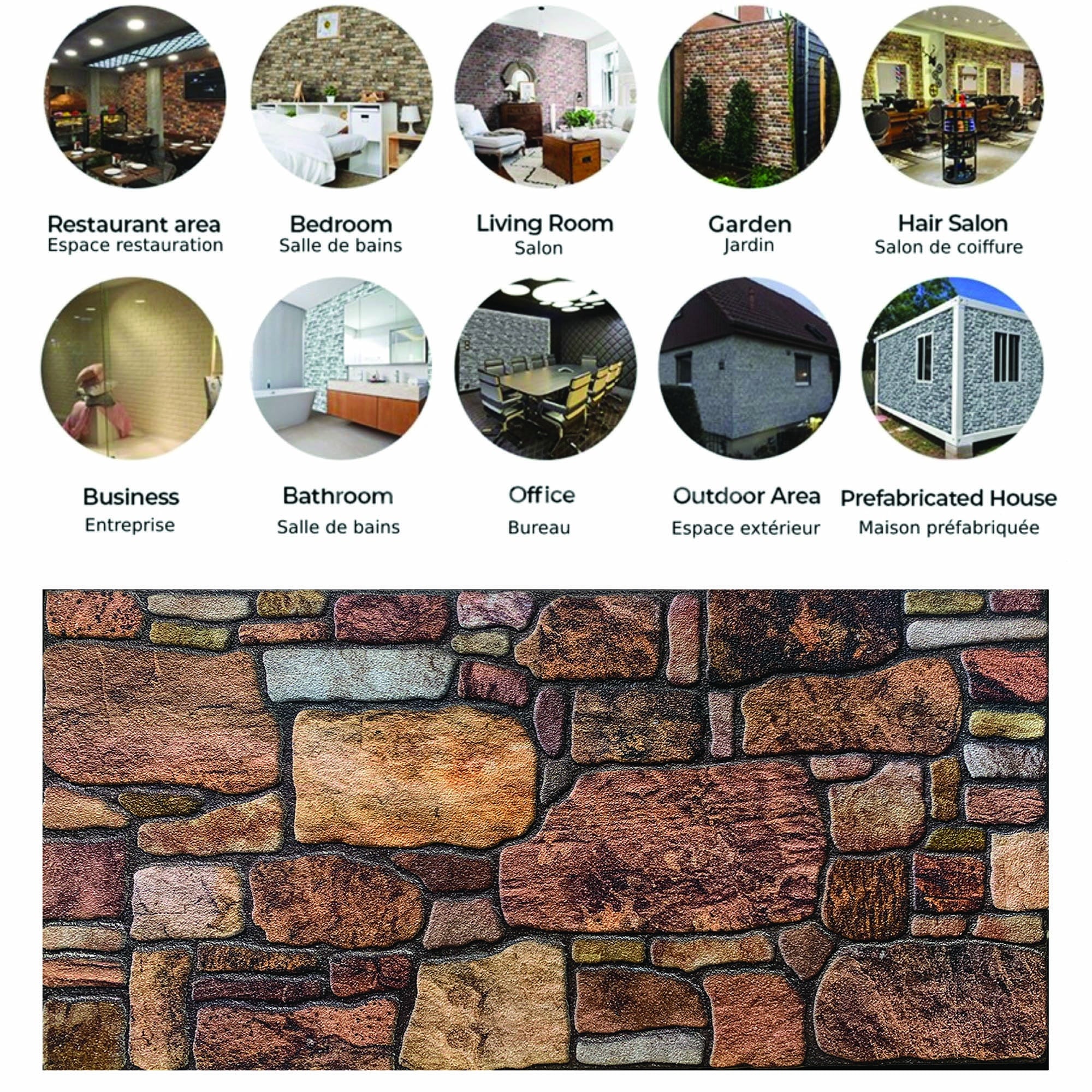 Outlet Copper Brown Sepia Stone Look Wall Paneling, Styrofoam Facing, Single Panel, Covers 5.4 sq ft