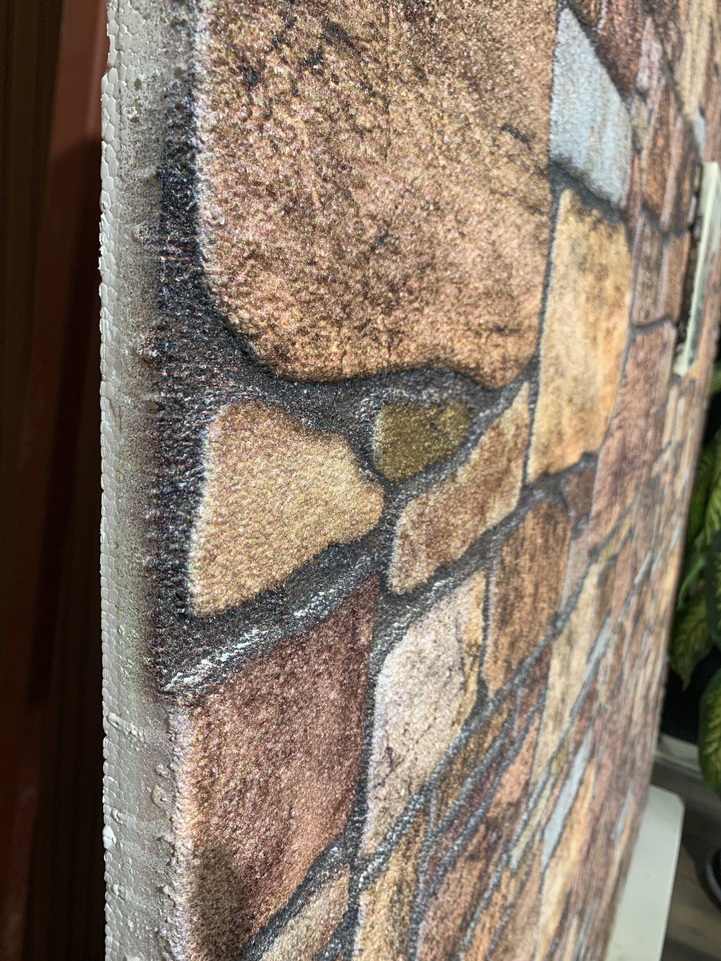 Outlet Copper Brown Sepia Stone Look Wall Paneling, Styrofoam Facing, Single Panel, Covers 5.4 sq ft