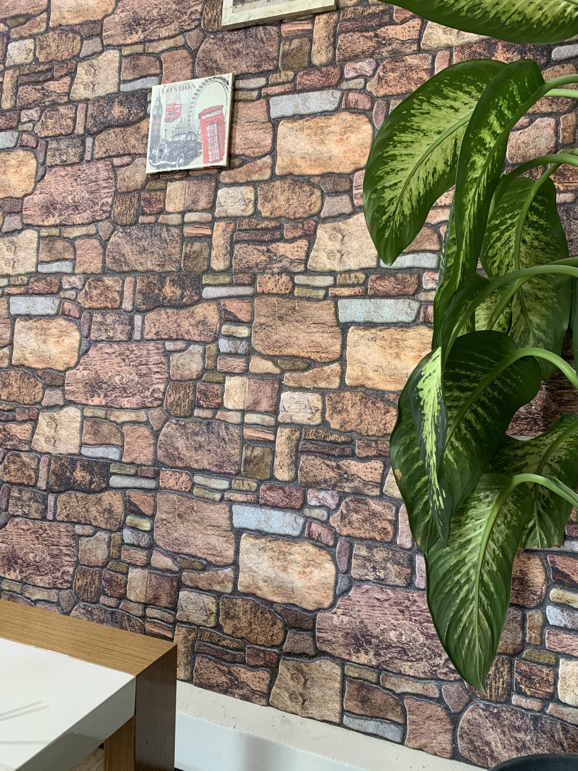 Outlet Copper Brown Sepia Stone Look Wall Paneling, Styrofoam Facing, Single Panel, Covers 5.4 sq ft