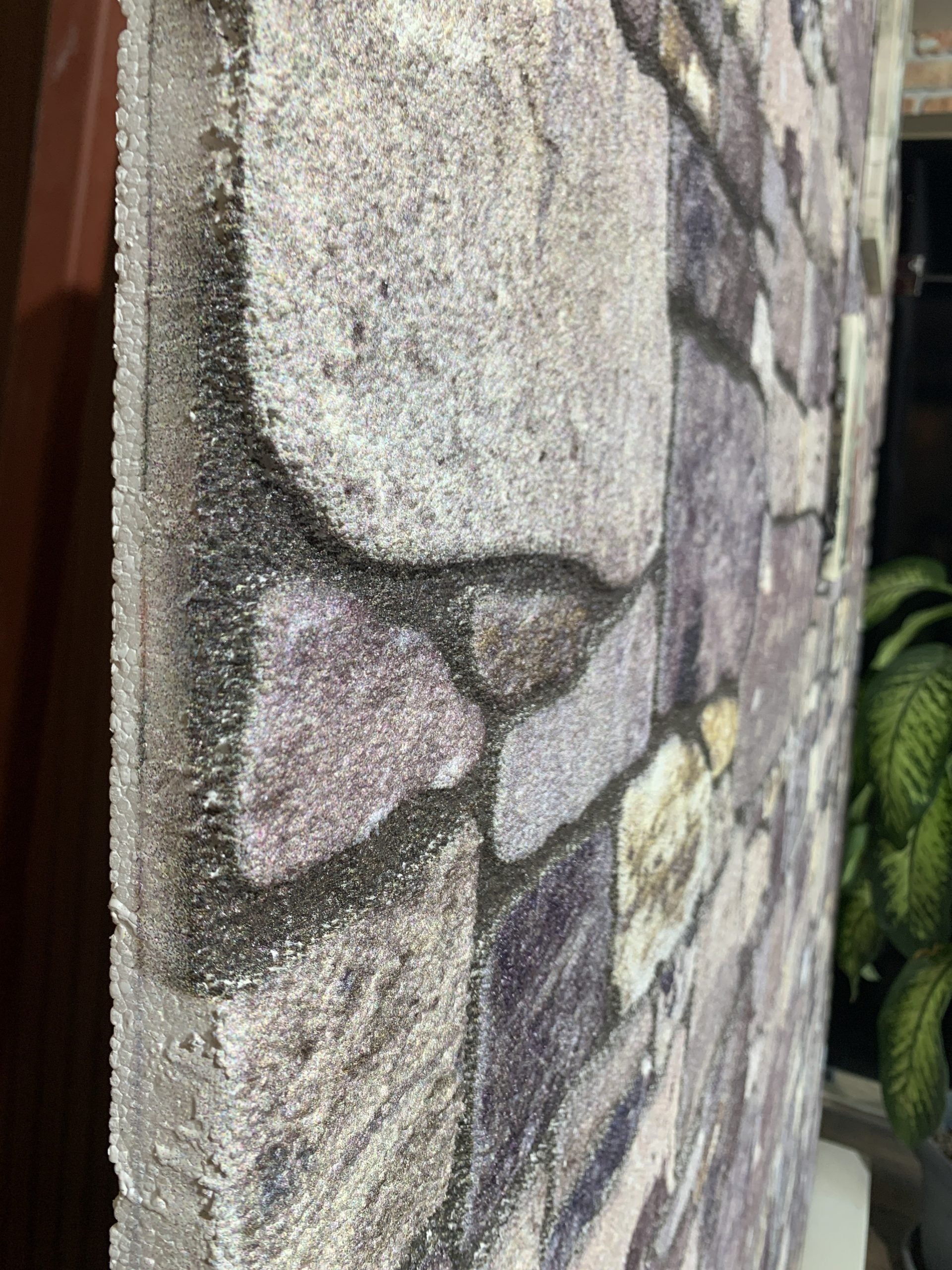 Outlet Purple Cream Stone Look Wall Paneling, Styrofoam Facing, Single Panel, Covers 5.4 sq ft