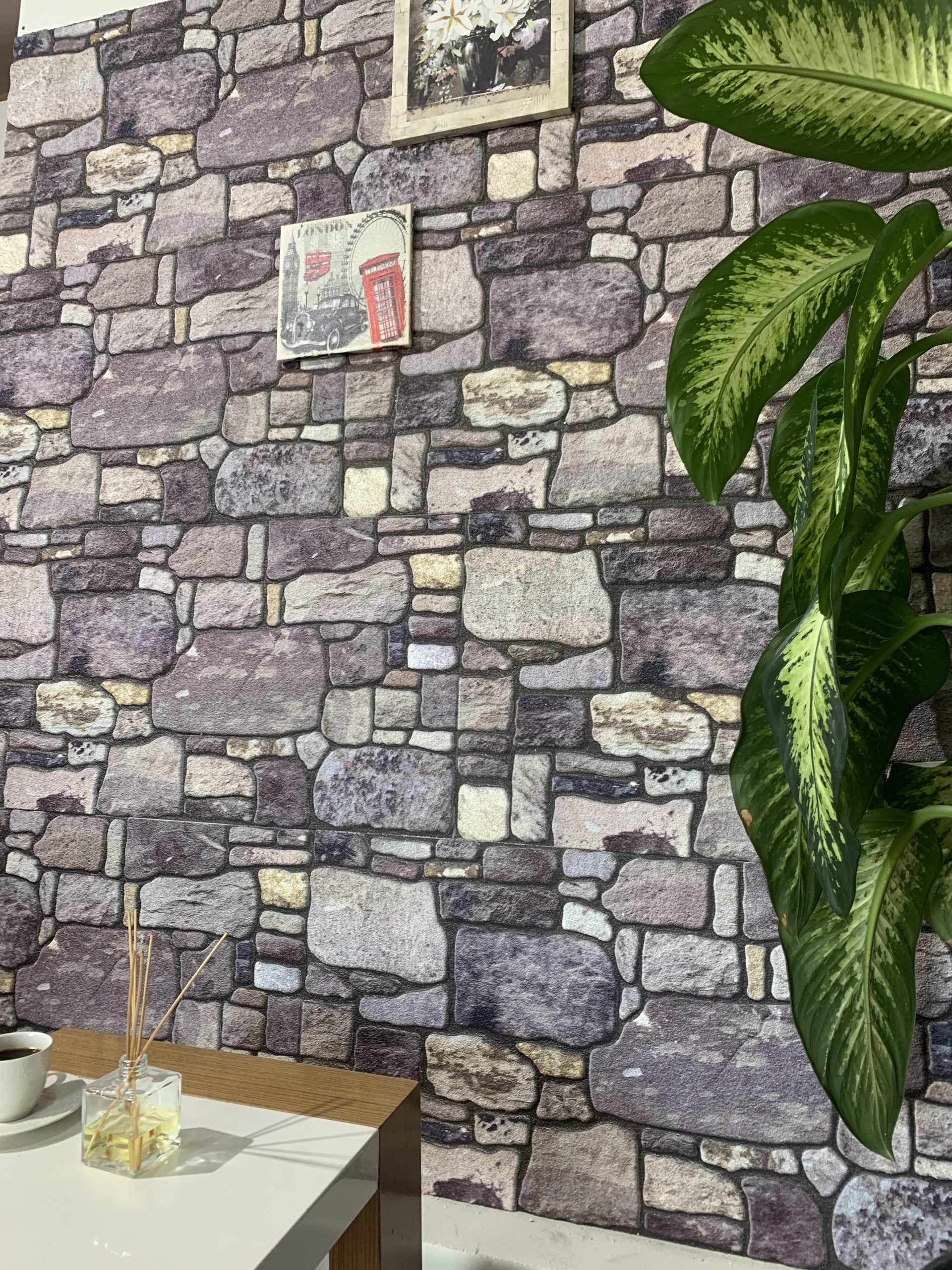 Outlet Purple Cream Stone Look Wall Paneling, Styrofoam Facing, Single Panel, Covers 5.4 sq ft