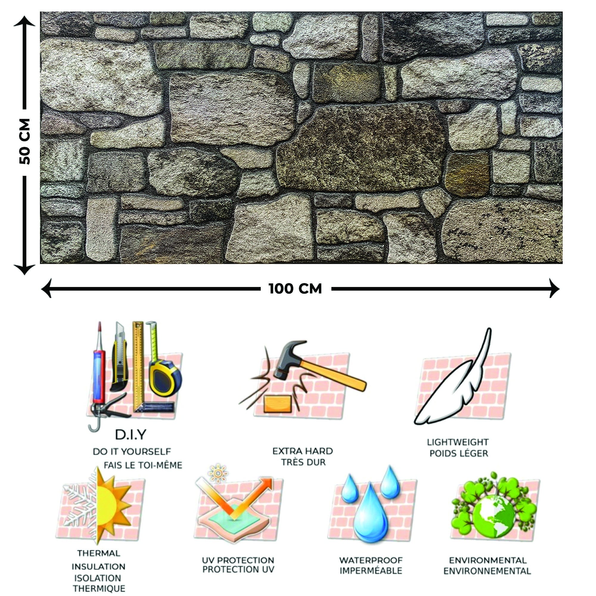 Outlet Taupe Grey Stone Look Wall Paneling, Styrofoam Facing, Single Panel, Covers 5.4 sq ft