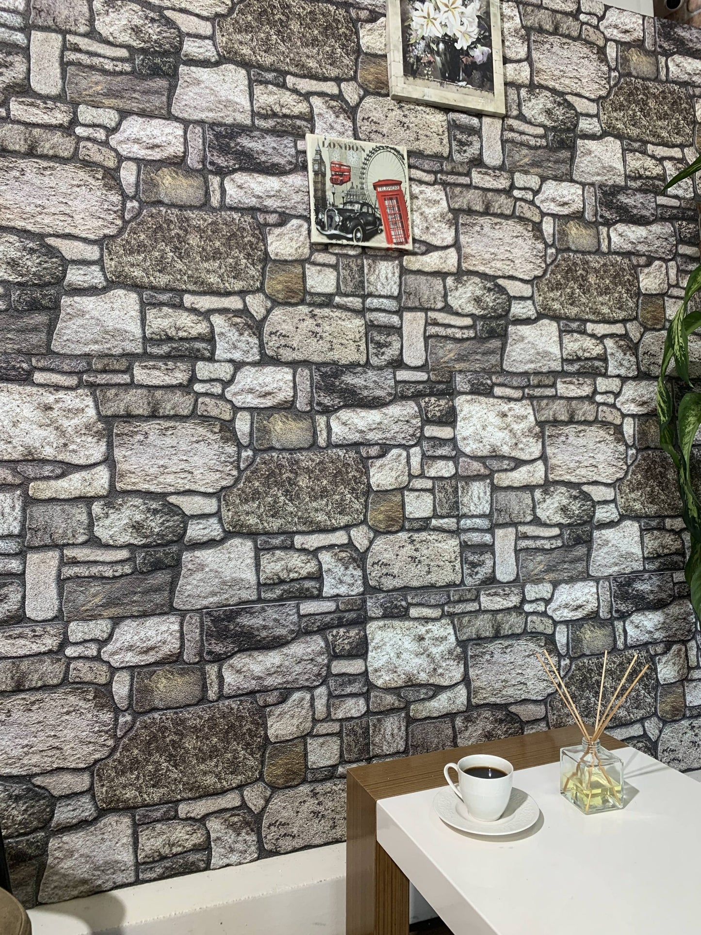 Outlet Taupe Grey Stone Look Wall Paneling, Styrofoam Facing, Single Panel, Covers 5.4 sq ft