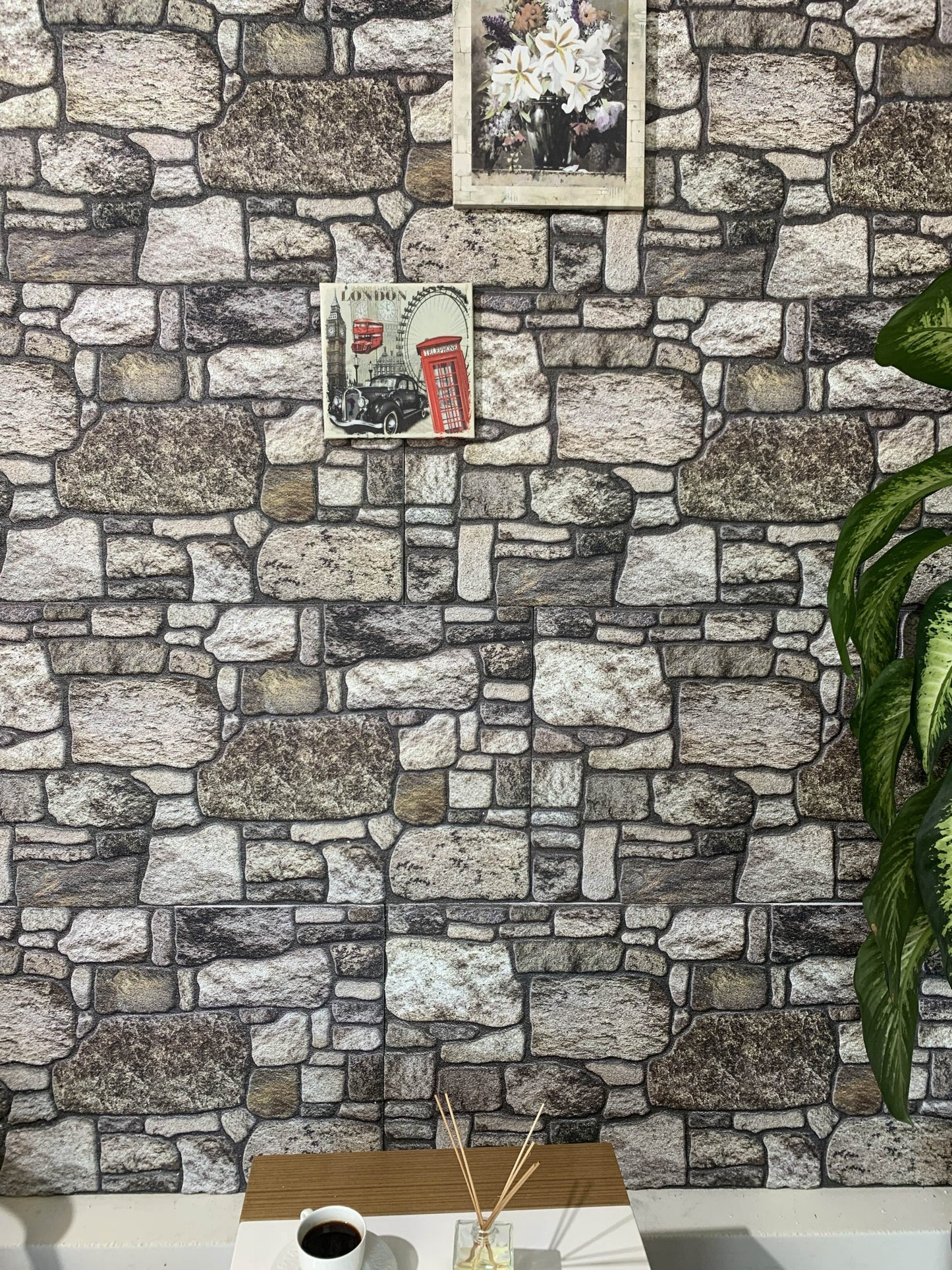 Dundee Deco 3D Wall Panels - Cladding, Taupe Grey Stone Look Wall Paneling, Styrofoam Facing for Interior and Exterior Applications, DIY, Set of 10, Covers 54 sq ft