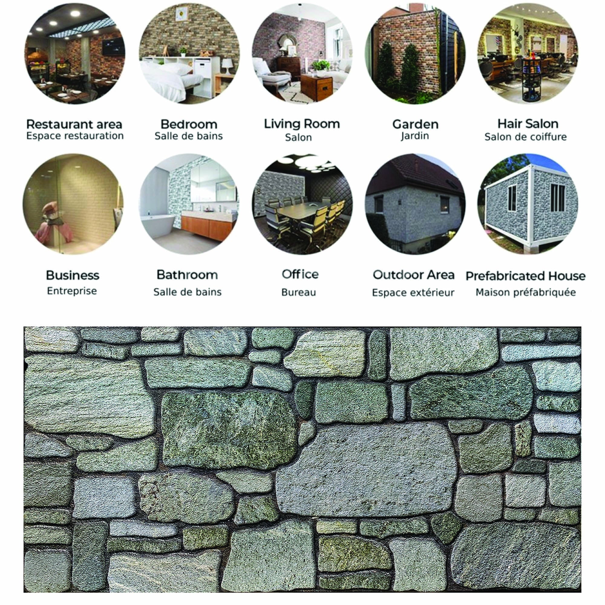 Dundee Deco 3D Wall Panels - Cladding, Pale Aquamarine Stone Look Wall Paneling, Styrofoam Facing for Interior and Exterior Applications, DIY, Set of 10, Covers 54 sq ft