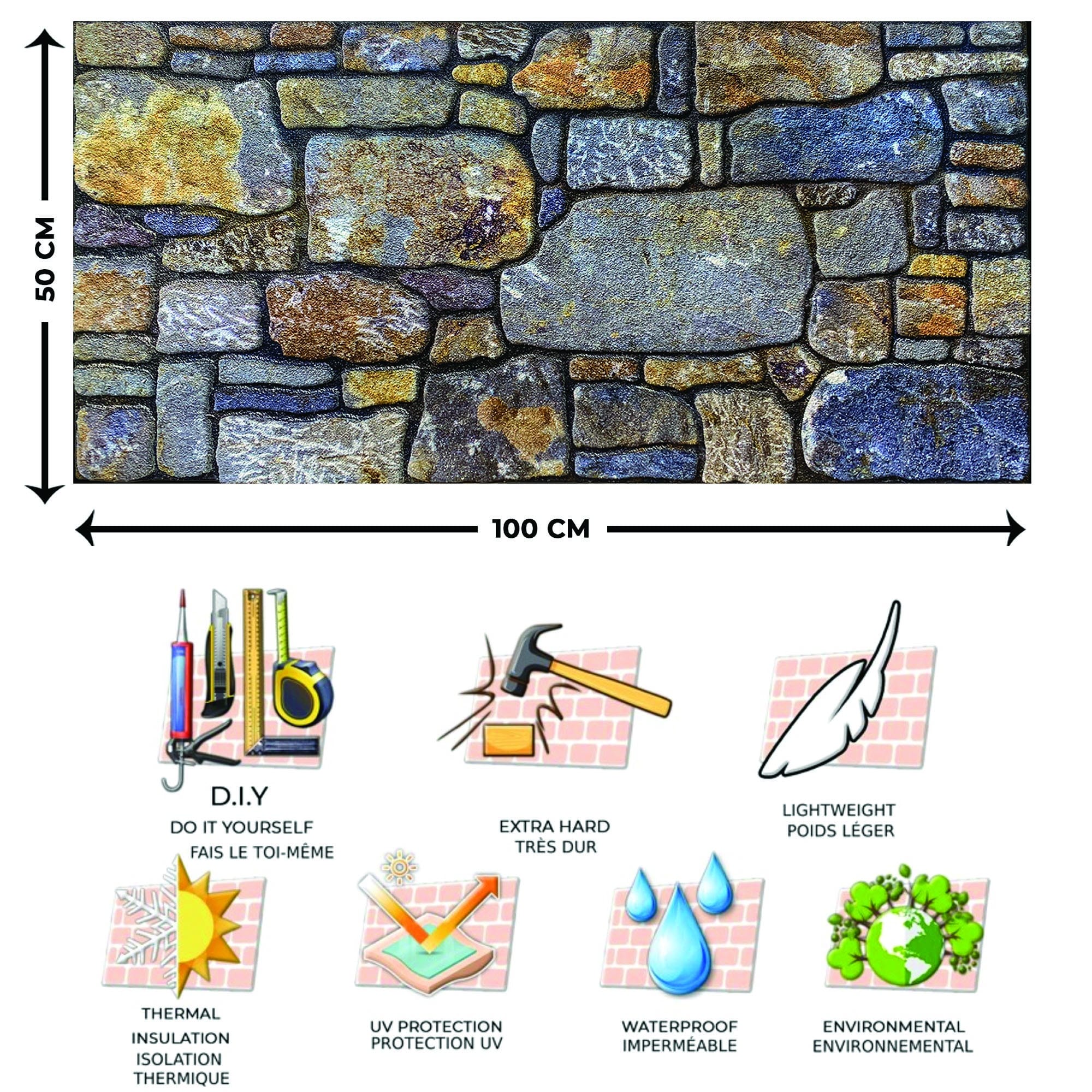 Outlet Periwinkle Ginger Stone Look Wall Paneling, Styrofoam Facing, Single Panel, Covers 5.4 sq ft
