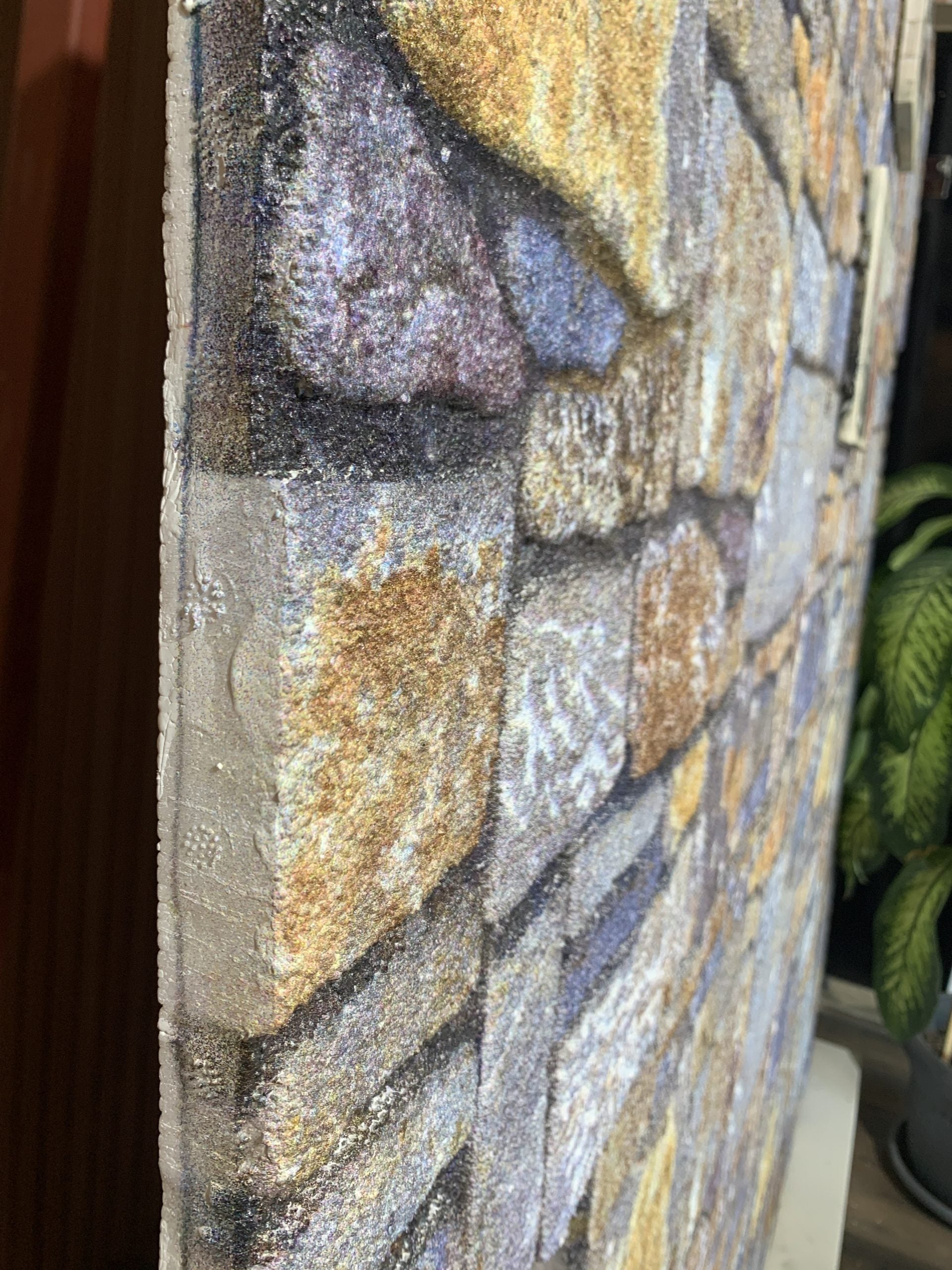 Outlet Periwinkle Ginger Stone Look Wall Paneling, Styrofoam Facing, Single Panel, Covers 5.4 sq ft