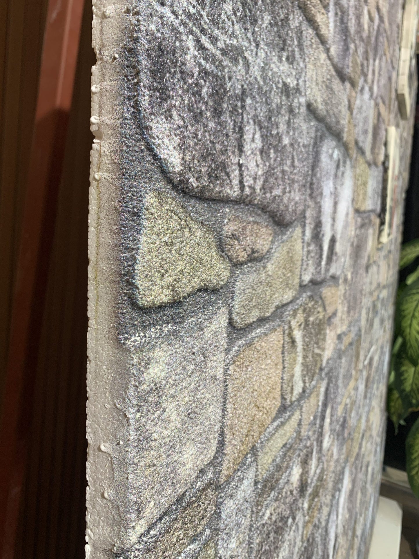 Outlet Lavender Grey Ecru Stone Look Wall Paneling, Styrofoam Facing, Single Panel, Covers 5.4 sq ft