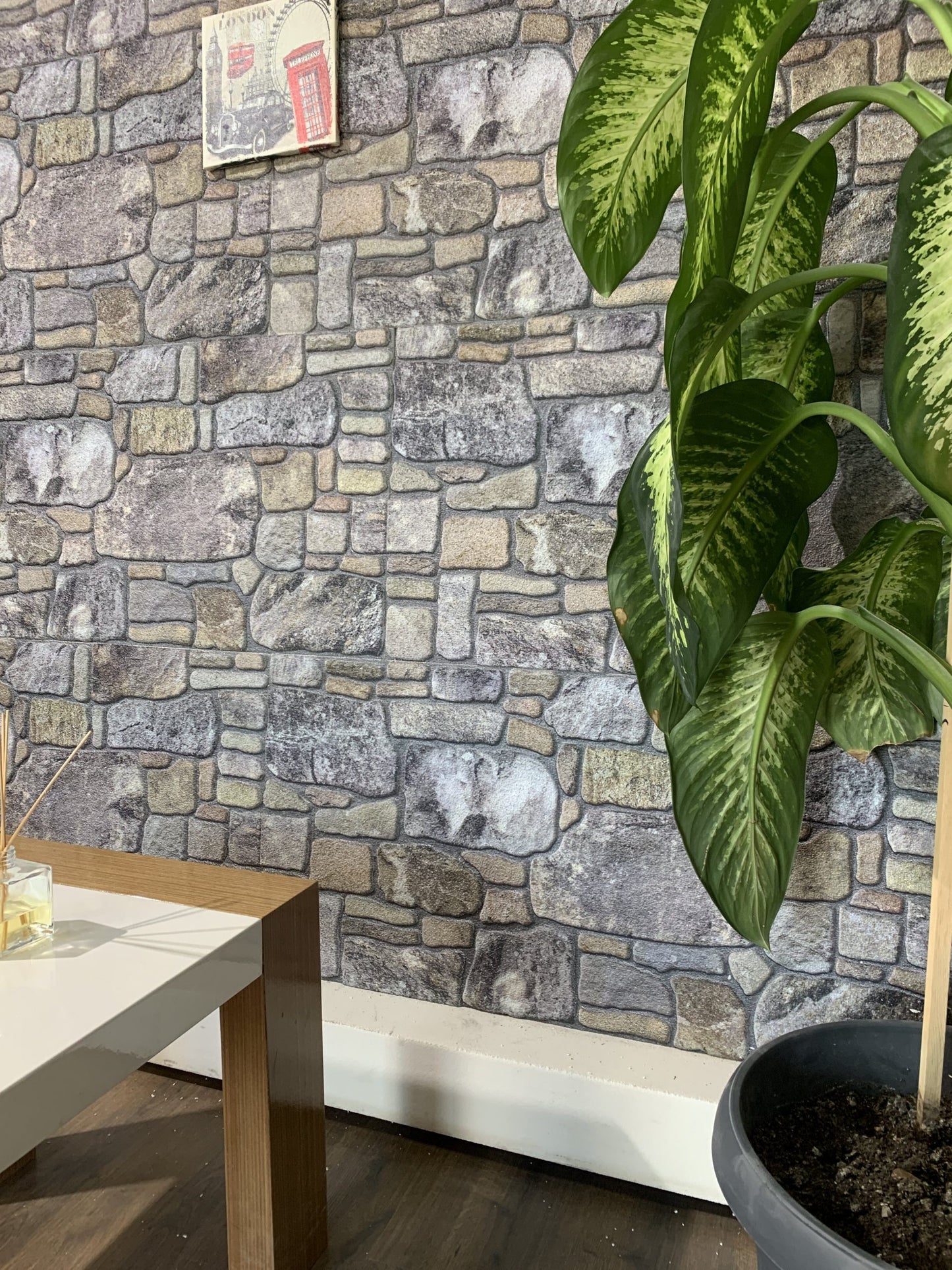 Outlet Lavender Grey Ecru Stone Look Wall Paneling, Styrofoam Facing, Single Panel, Covers 5.4 sq ft