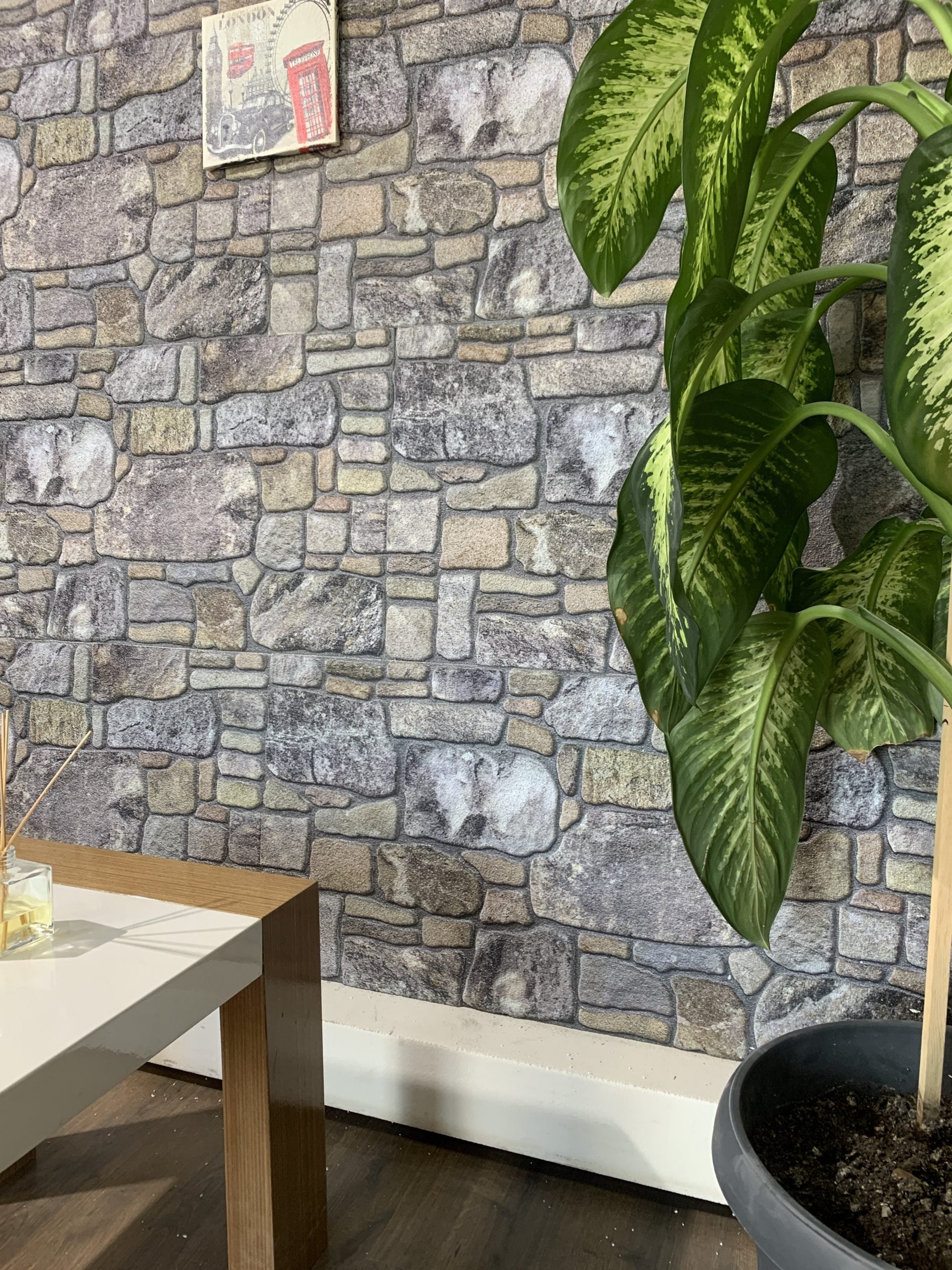 Outlet Lavender Grey Ecru Stone Look Wall Paneling, Styrofoam Facing, Single Panel, Covers 5.4 sq ft