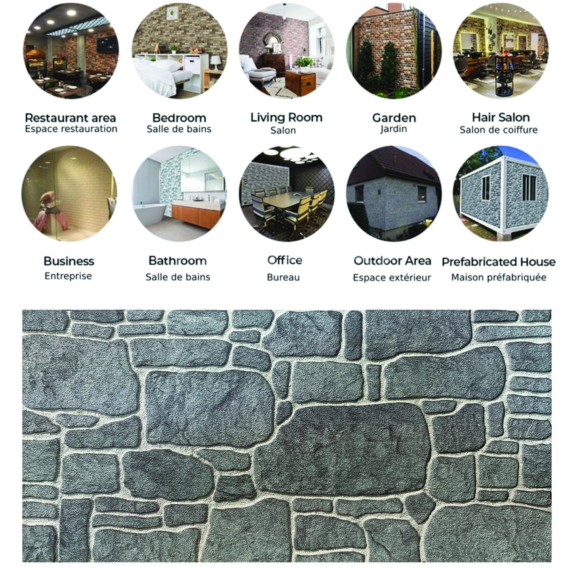 Outlet Blue Grey Stone Look Wall Paneling, Styrofoam Facing, Single Panel, Covers 5.4 sq ft
