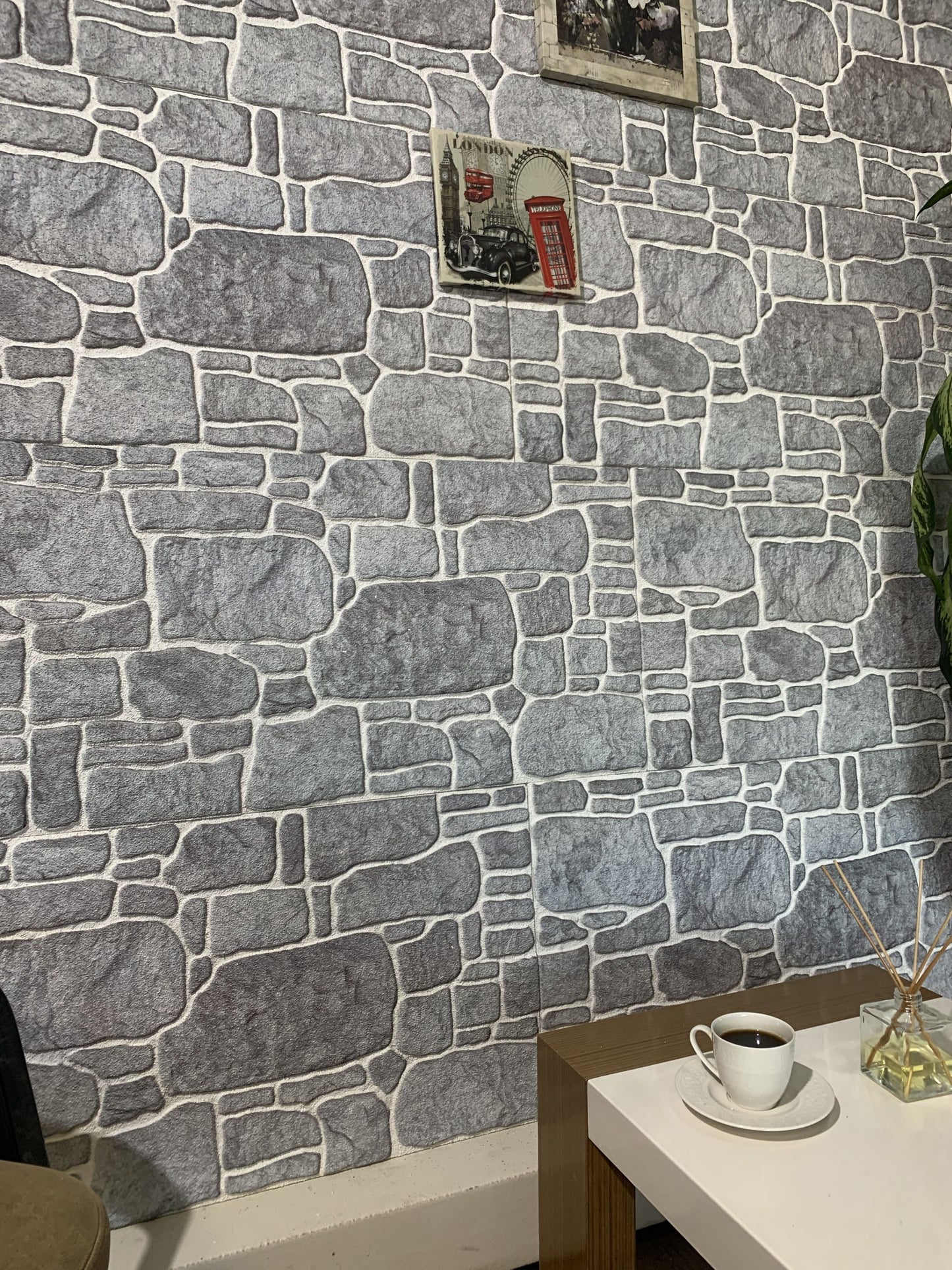 Outlet Blue Grey Stone Look Wall Paneling, Styrofoam Facing, Single Panel, Covers 5.4 sq ft