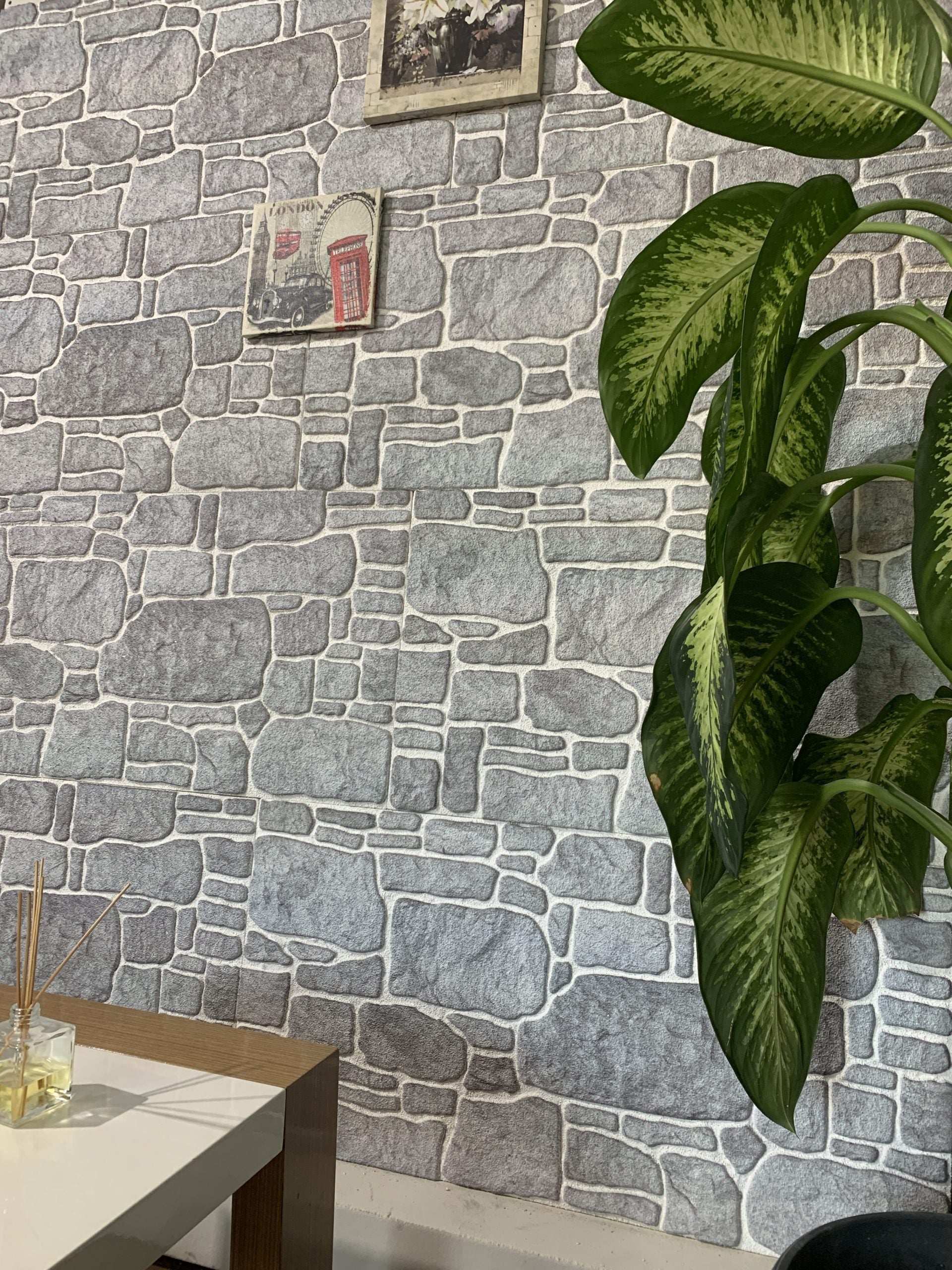 Outlet Blue Grey Stone Look Wall Paneling, Styrofoam Facing, Single Panel, Covers 5.4 sq ft