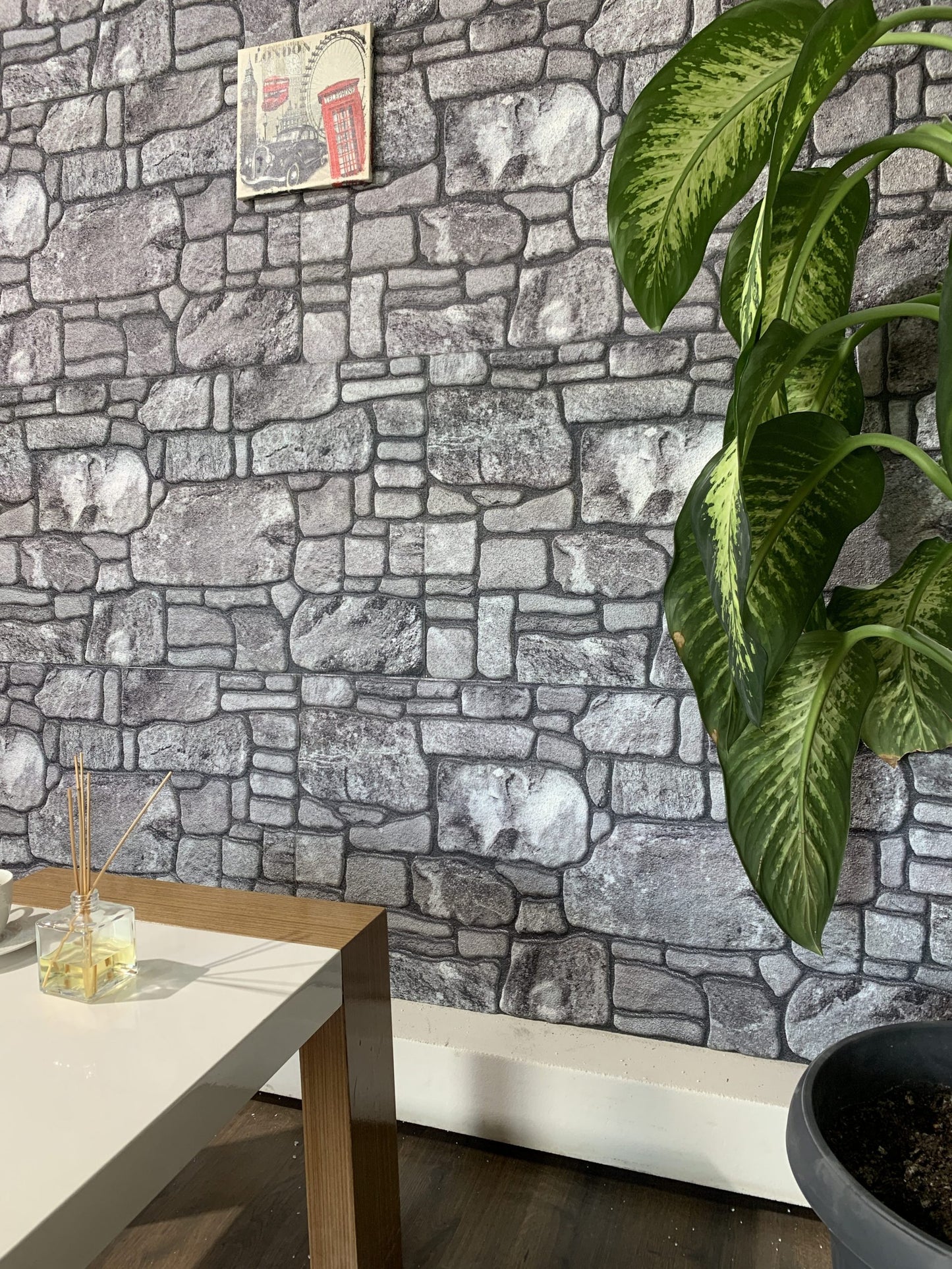 Outlet Charcoal Grey Stone Look Wall Paneling, Styrofoam Facing, Single Panel, Covers 5.4 sq ft