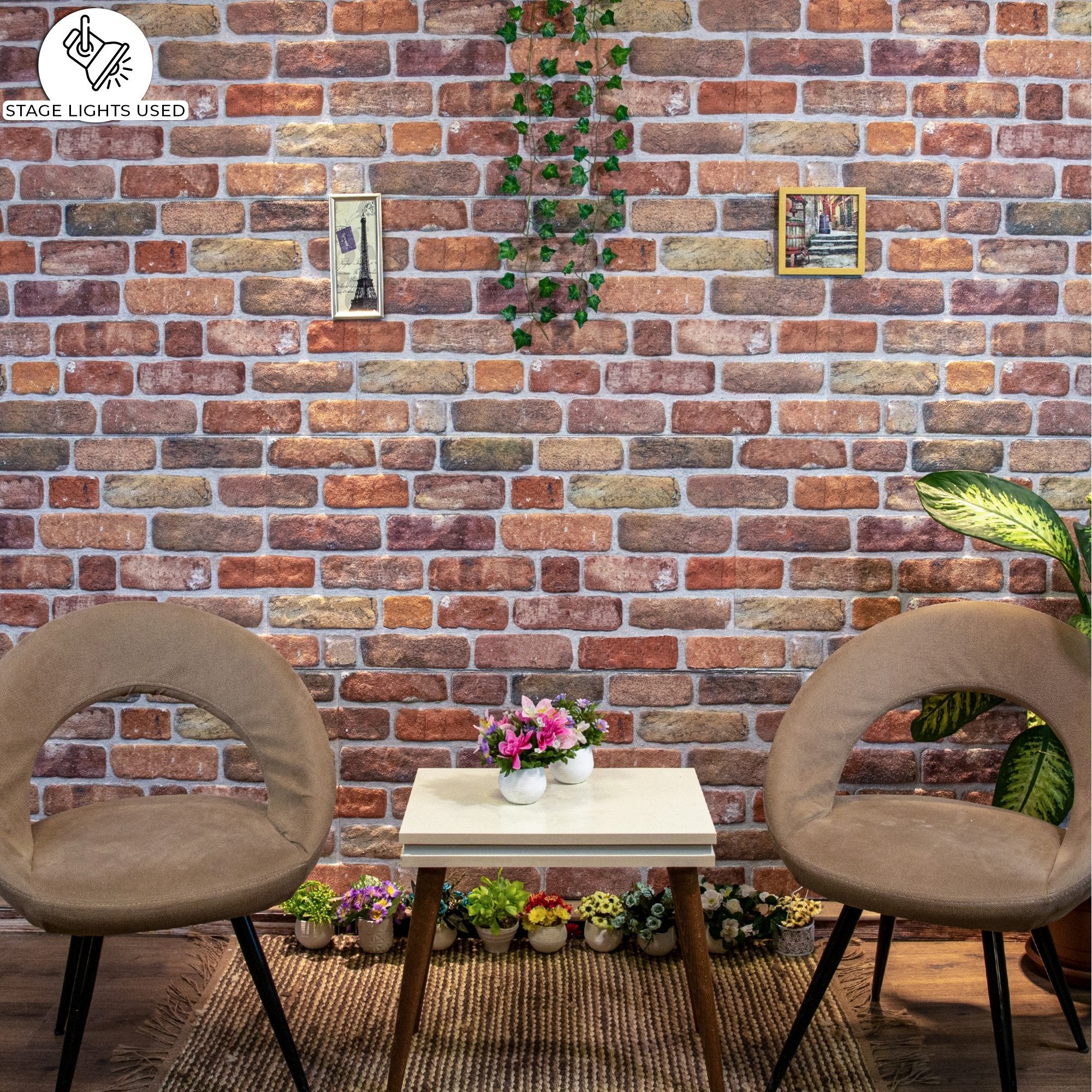 3D Wall Panels Brick Effect - Cladding, Brown Beige Stone Look Wall Paneling, Styrofoam Facing for Living room, Kitchen, Bathroom, Balcony, Bedroom, Set of 10, Covers 53 sq ft