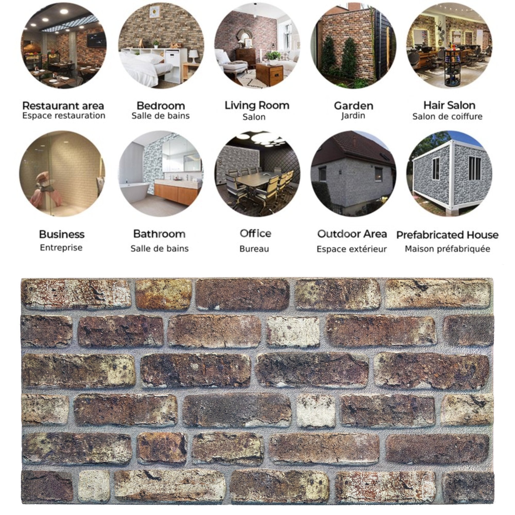 3D Wall Panels Brick Effect - Cladding, Grey Brown Stone Look Wall Paneling, Styrofoam Facing for Living room, Kitchen, Bathroom, Balcony, Bedroom, Set of 10, Covers 53 sq ft