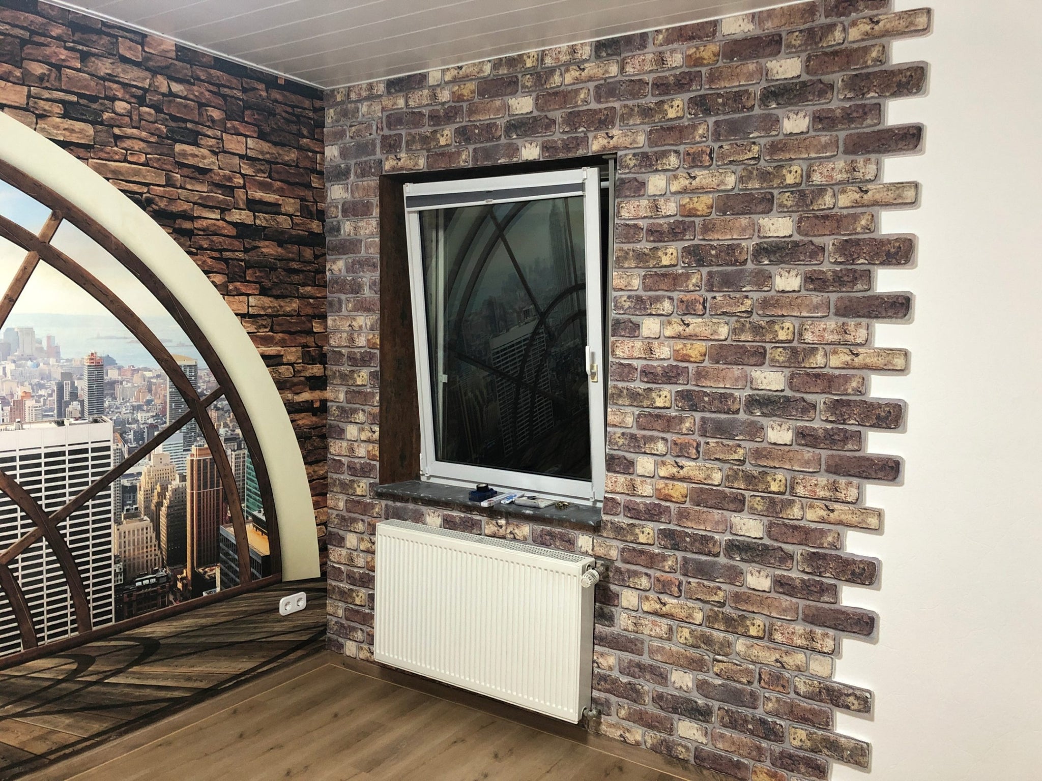 3D Wall Panels Brick Effect - Cladding, Grey Brown Stone Look Wall Paneling, Styrofoam Facing for Living room, Kitchen, Bathroom, Balcony, Bedroom, Set of 10, Covers 53 sq ft