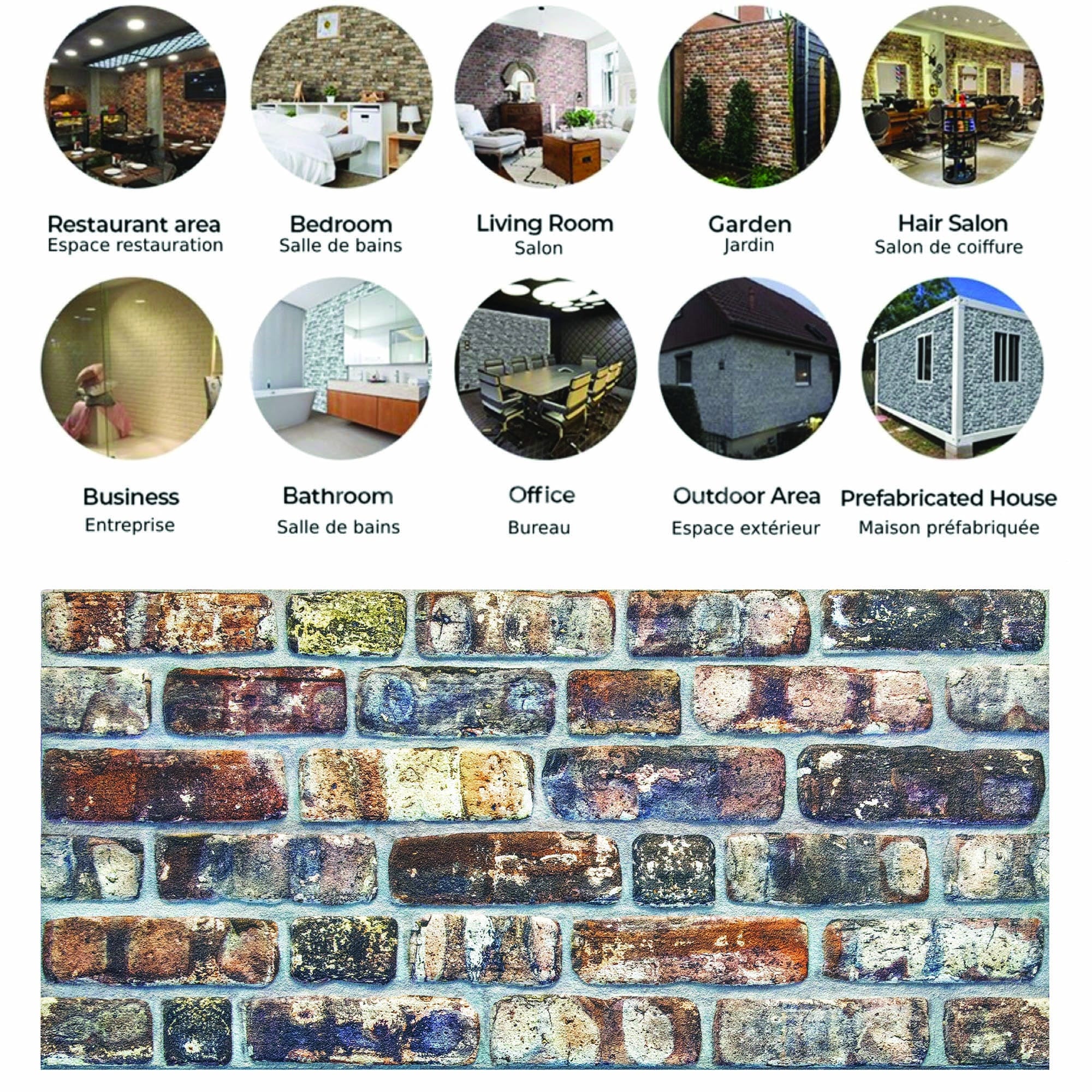 Dundee Deco 3D Wall Panels Brick Effect - Cladding, Multicolored Stone Look Wall Paneling, Styrofoam Facing for Living Room, Kitchen, Bathroom, Balcony, Bedroom, Set of 10, Covers 54 sq ft