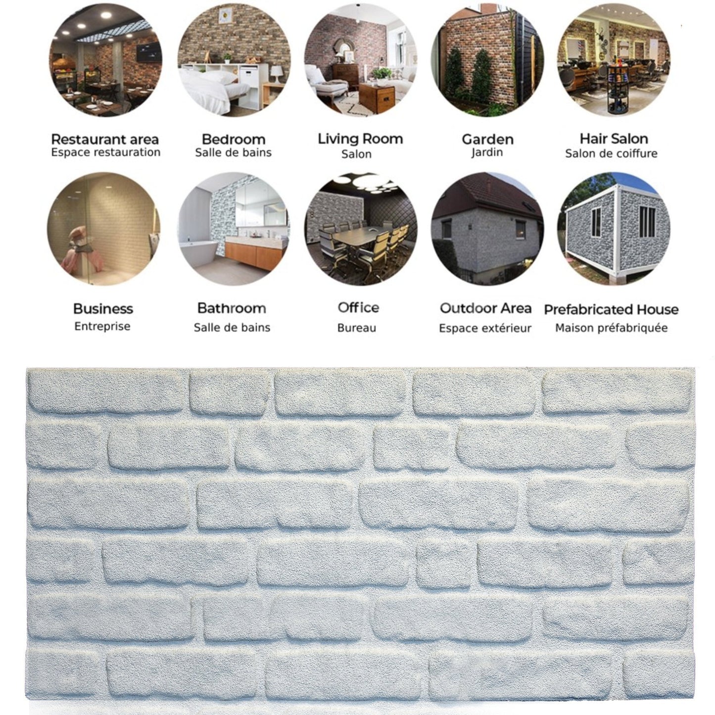Outlet White Brick Look Wall Paneling, Styrofoam Facing, Single Panel, Covers 5.4 sq ft
