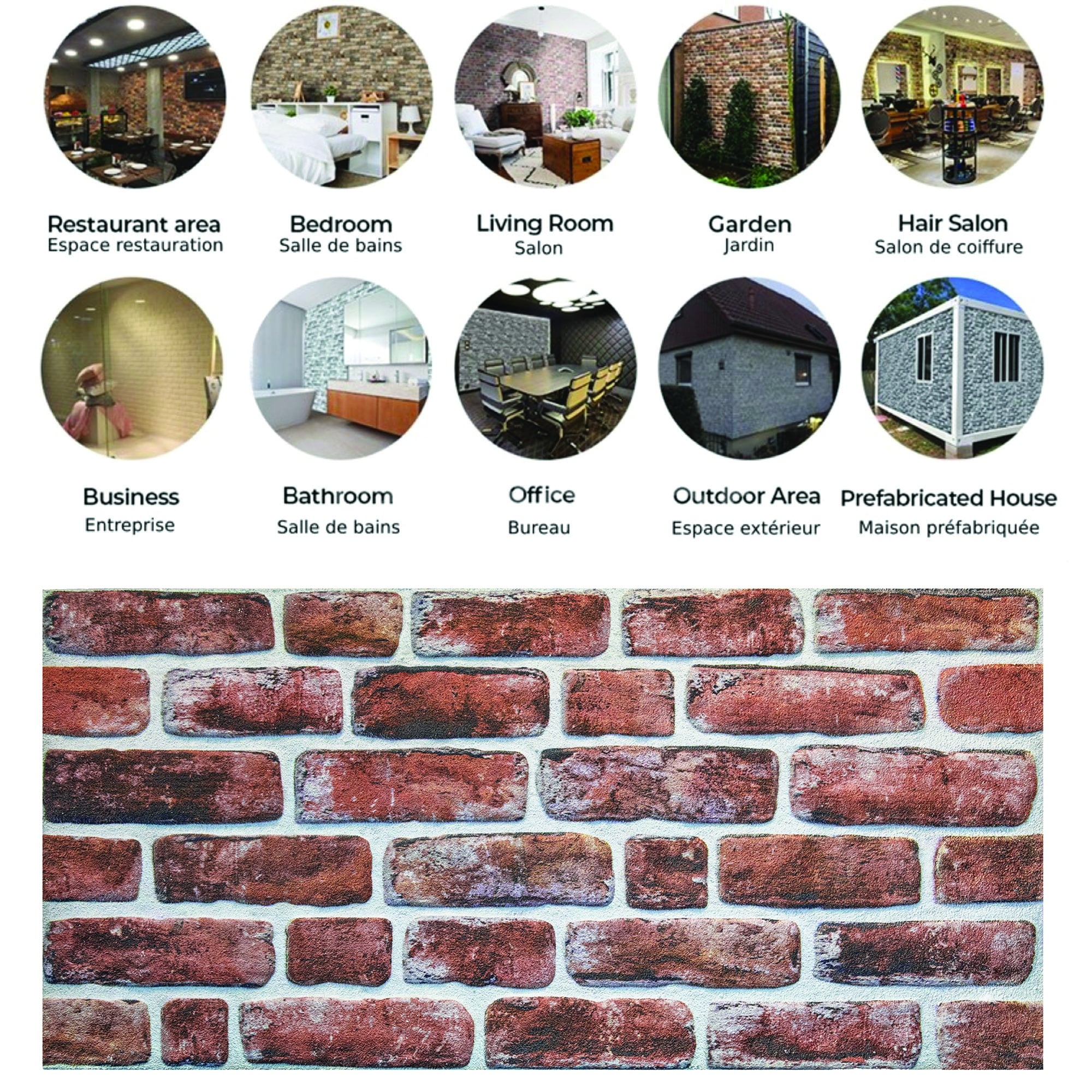 Dundee Deco 3D Wall Panels Brick Effect - Cladding, Mahogany Stone Look Wall Paneling, Styrofoam Facing for Living Room, Kitchen, Bathroom, Balcony, Bedroom, Set of 10, Covers 54 sq ft