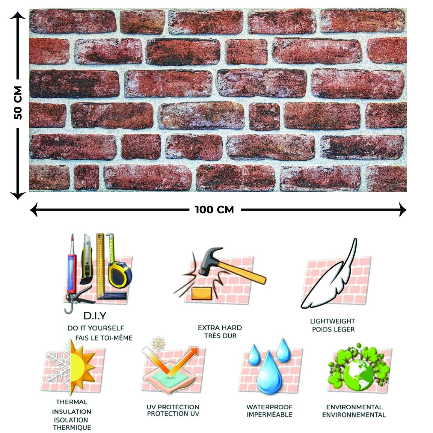 Outlet Mahogany Stone Look Wall Paneling, Styrofoam Facing, Single Panel, Covers 5.4 sq ft