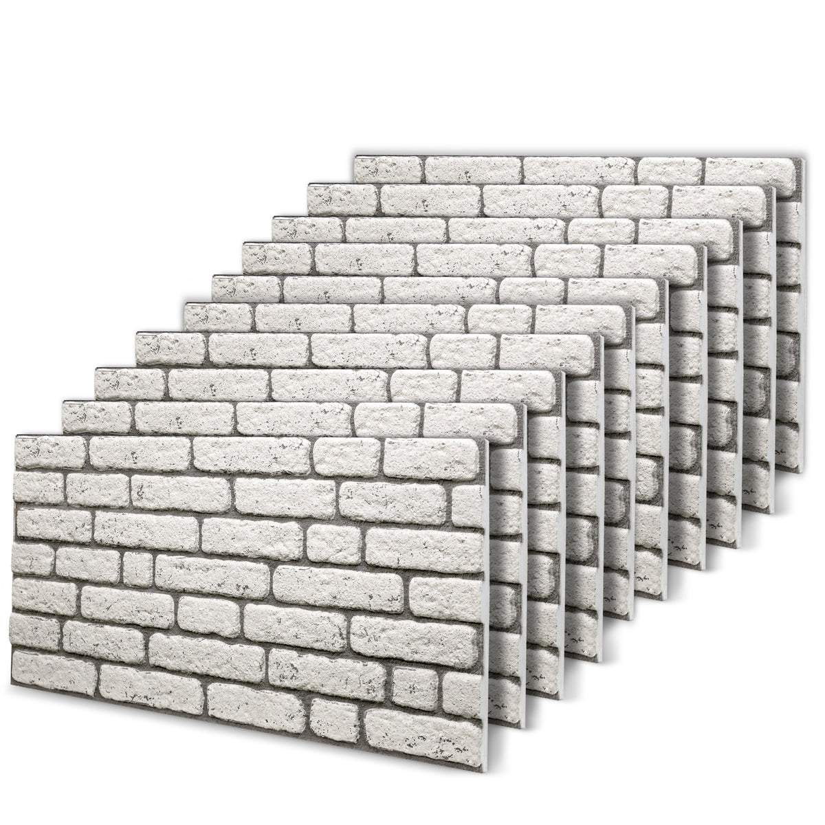 3D Faux Brick Wall Panels, White, Styrofoam