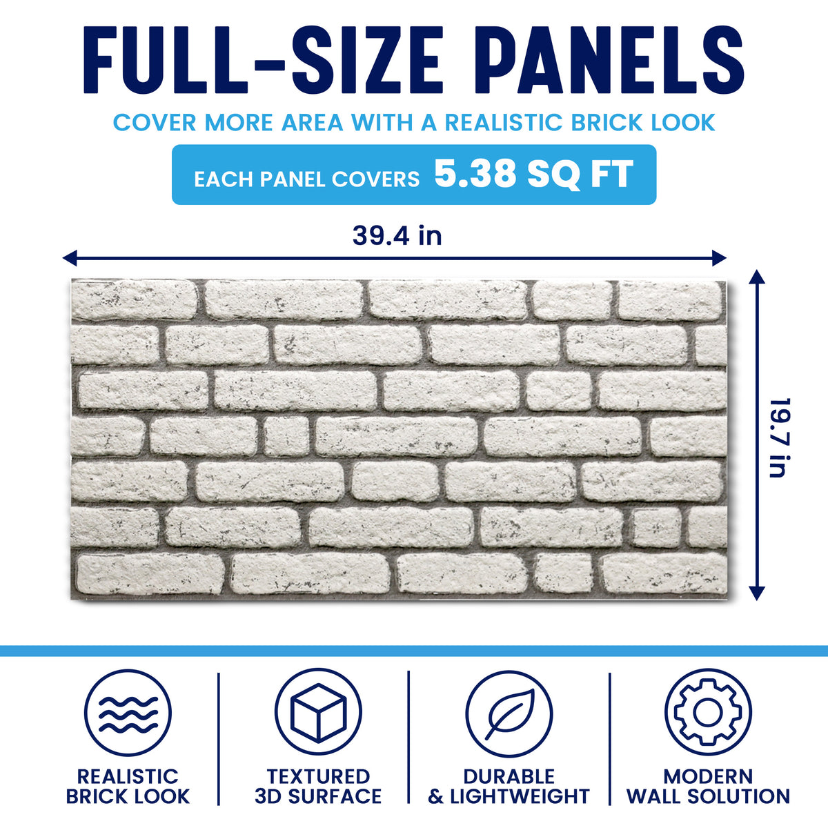 3D Faux Brick Wall Panels, White, Styrofoam