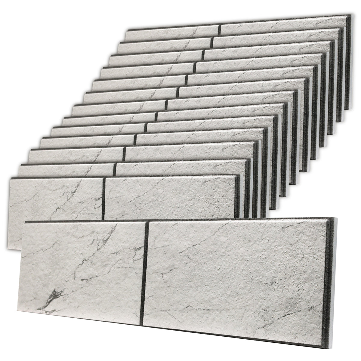 Stacked Stone Wall Panels, White & Grey, Styrofoam