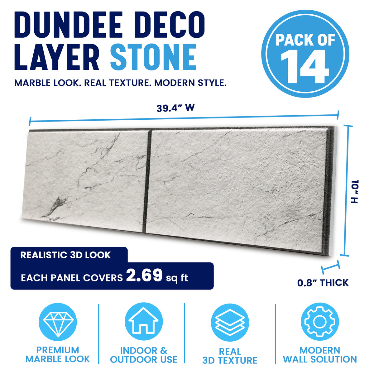 Stacked Stone Wall Panels, White & Grey, Styrofoam