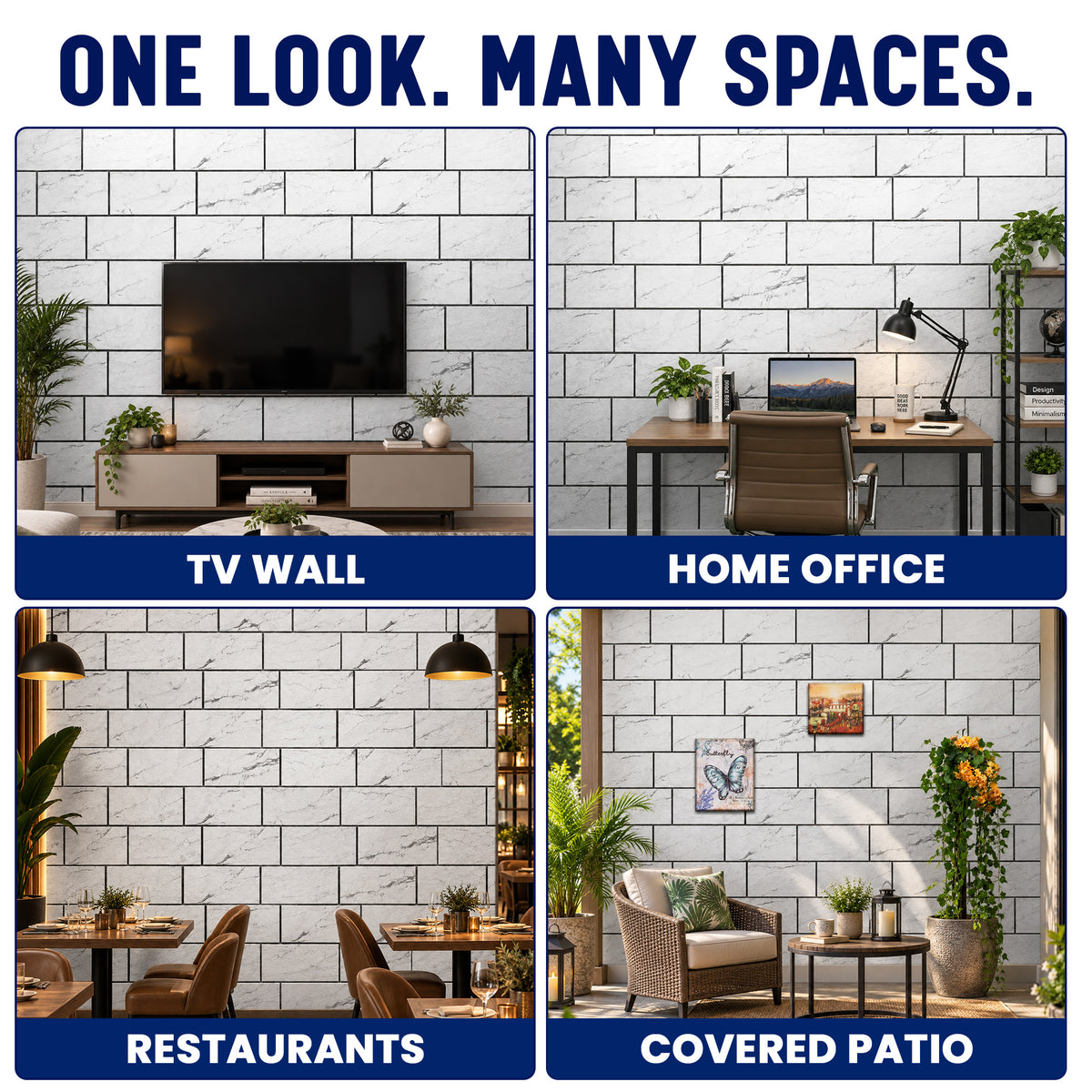 Stacked Stone Wall Panels, White & Grey, Styrofoam