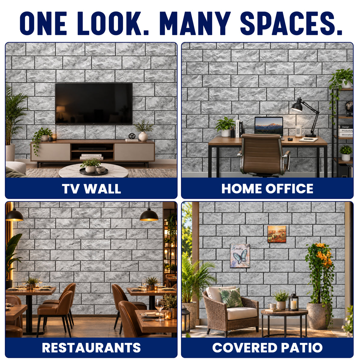 Stacked Stone Wall Panels, Grey & Charcoal, Styrofoam
