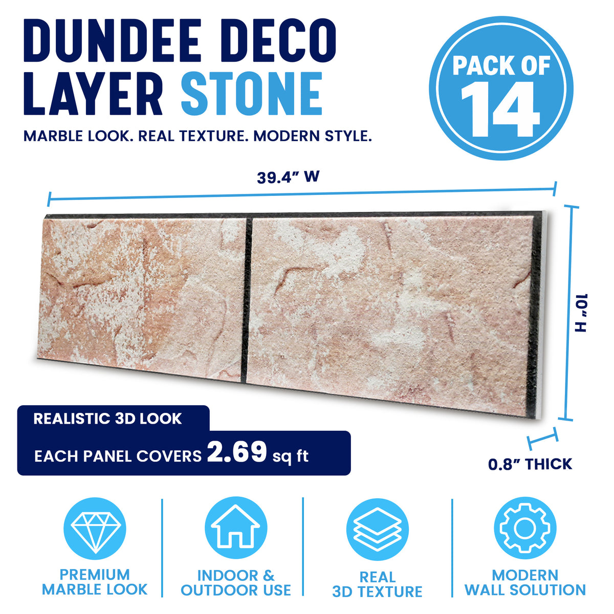 Stacked Stone Wall Panels, Beige & Peach, Styrofoam