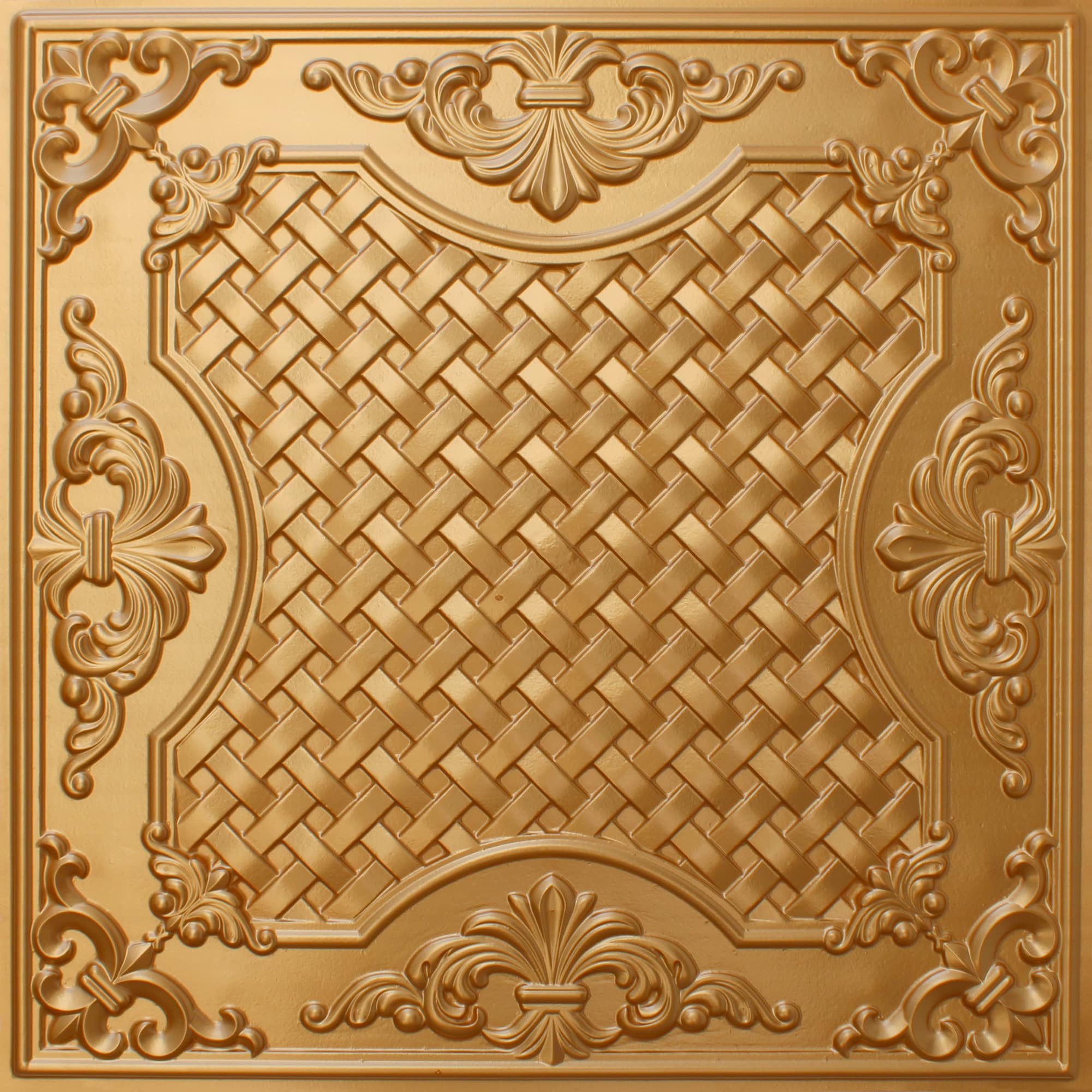 Rustic Traditional Gold Glue Up or Lay In, PVC 3D Decorative Ceiling ...