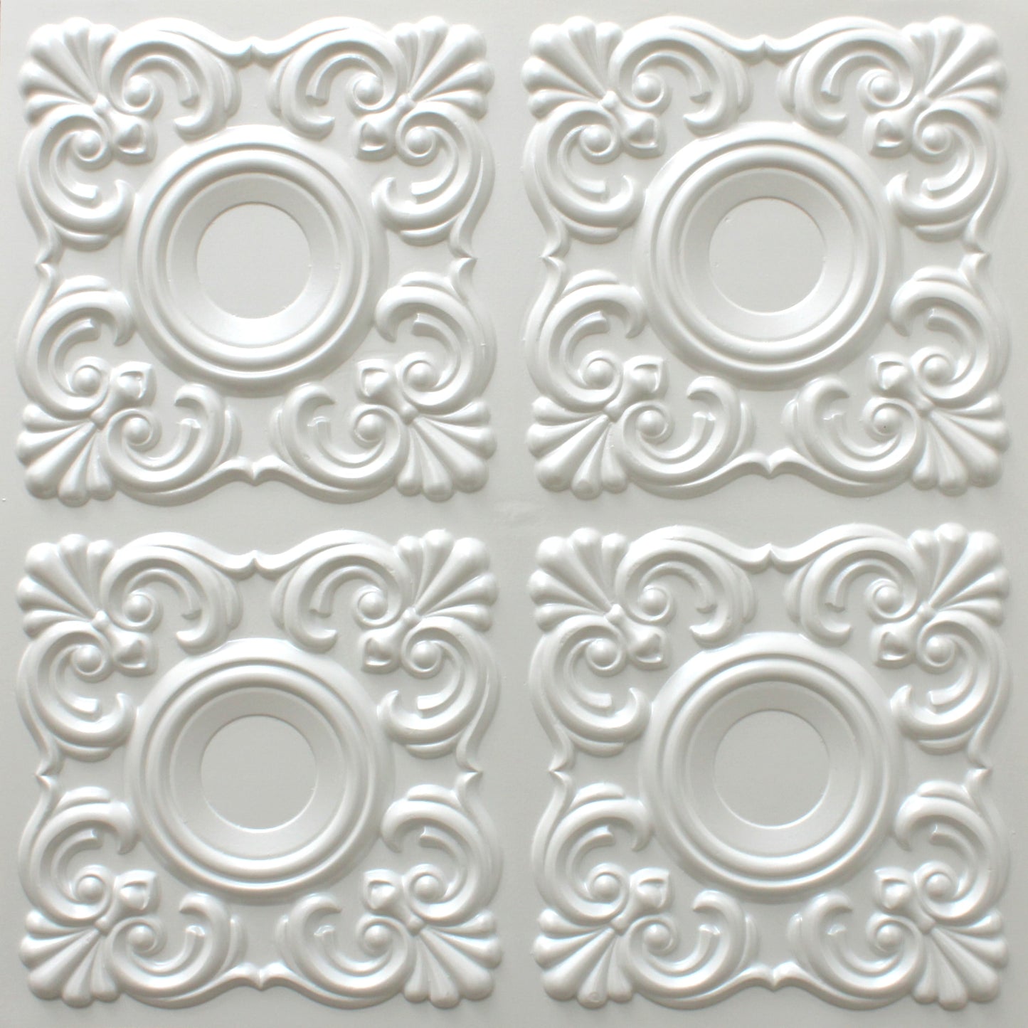 Modern Shapes Pearl White Glue Up, PVC 3D Decorative Ceiling Panel, 2 ft X 2 ft (62cm X 62cm), 4 sq ft (0.37 sq m) each - Single